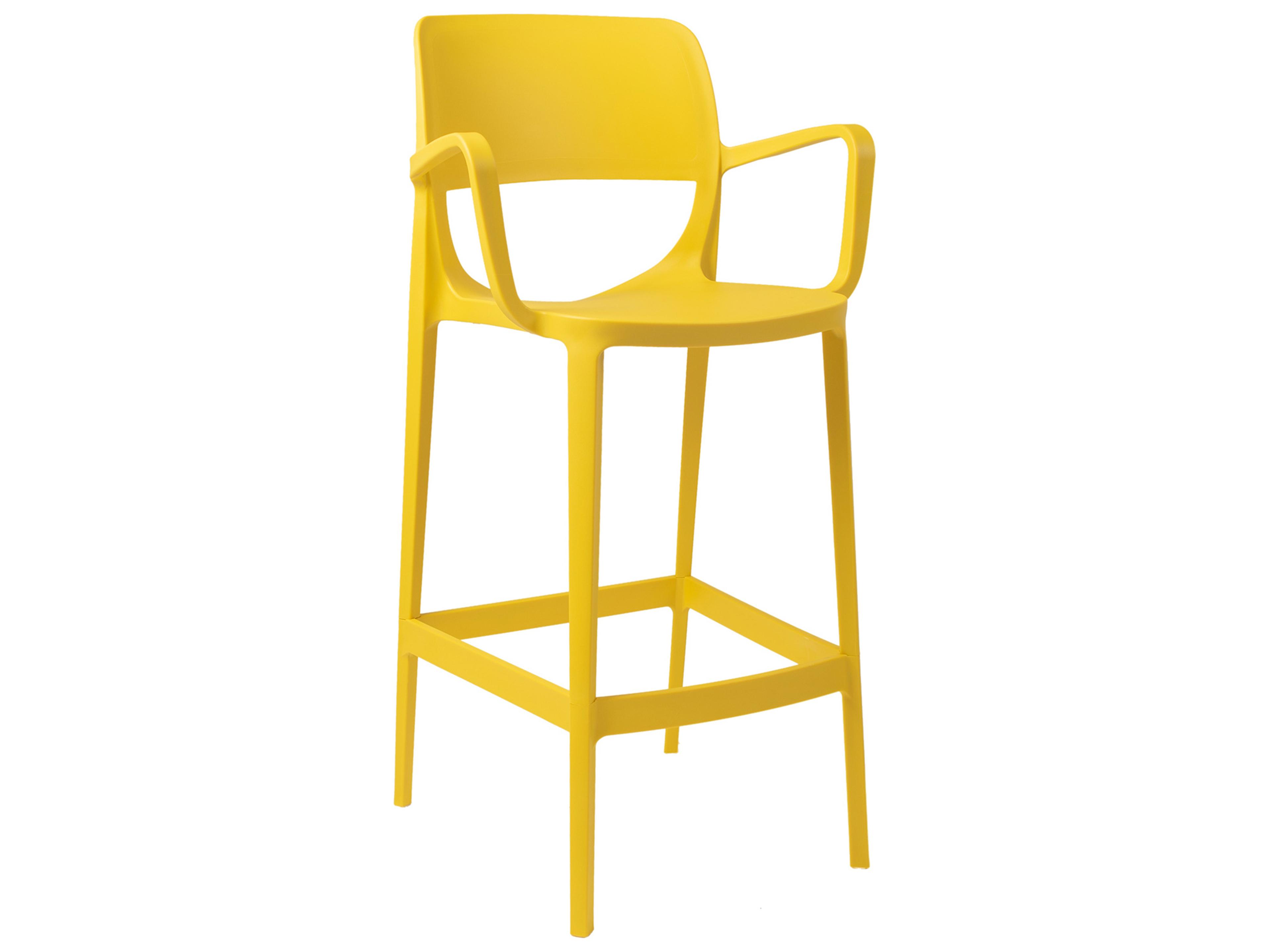 Bella Resin Yellow Stackable Bar Stool Set of 2