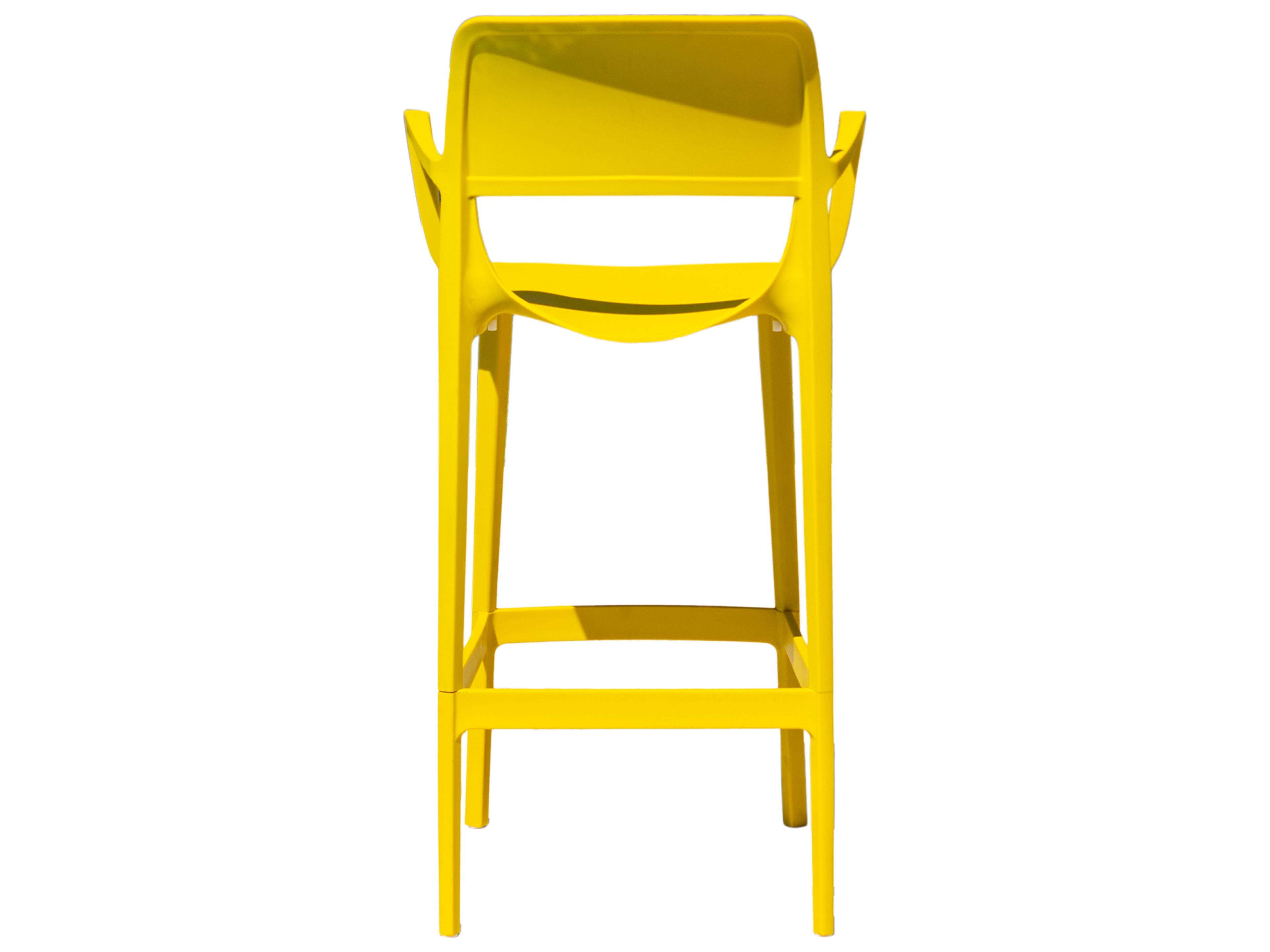 Rainbow Outdoor Bella Resin Yellow Stackable Bar Stool Set of 2