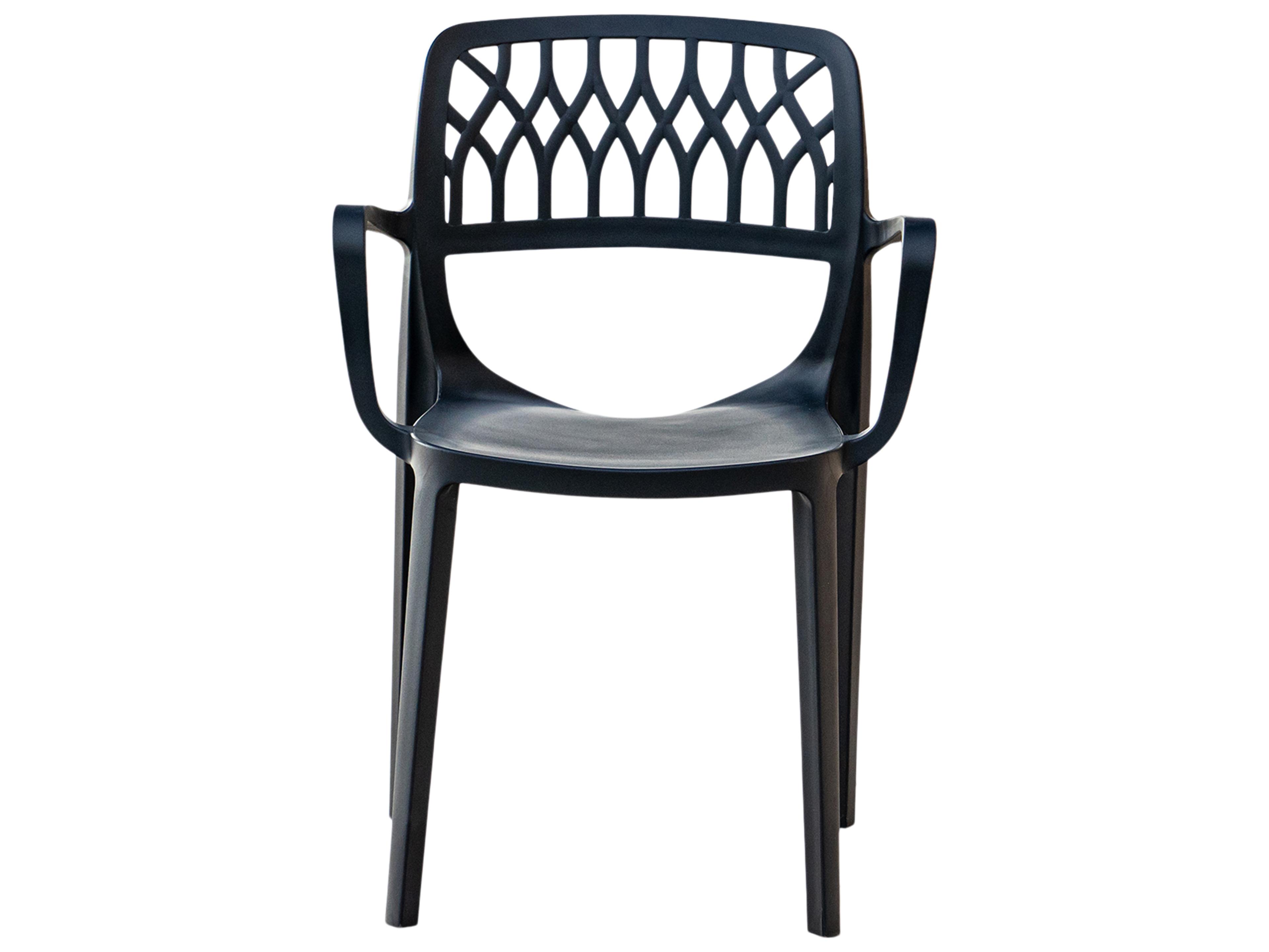 Elsa Resin Anthracite Stackable Dining Arm Chair Set of 2