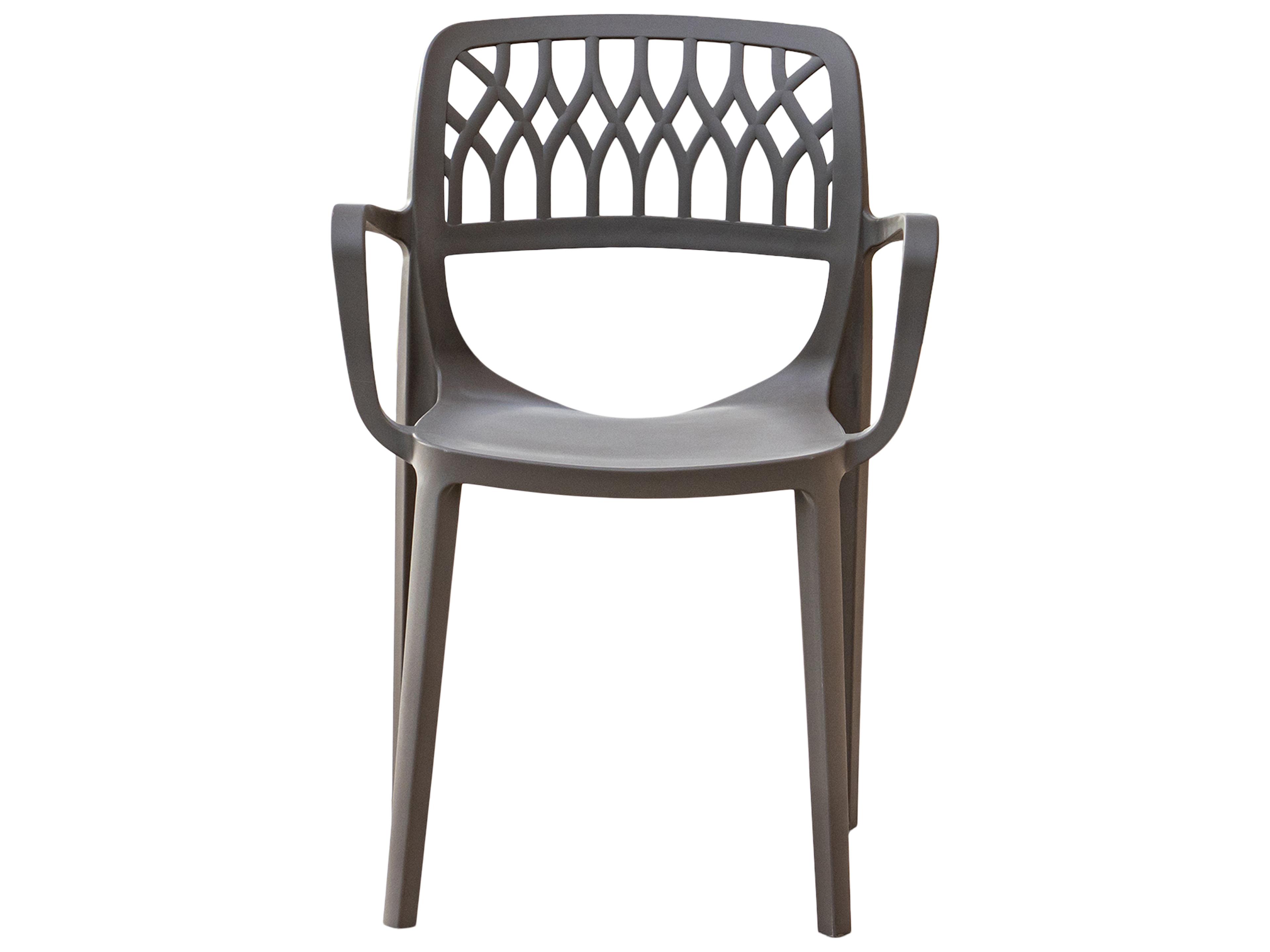 Rainbow Outdoor Elsa Resin Cappuccino Stackable Dining Arm Chair Set of 2