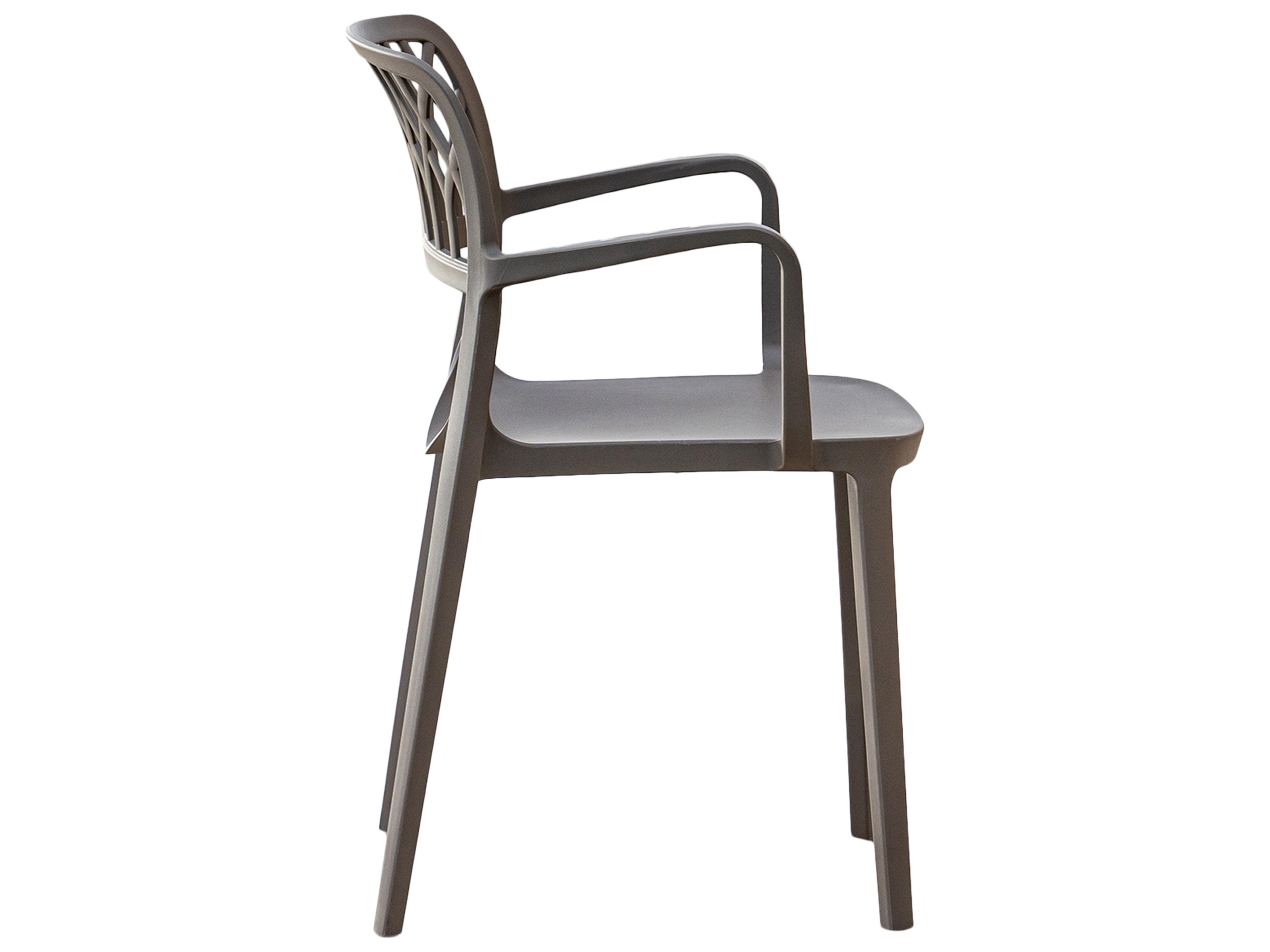 Rainbow Outdoor Elsa Resin Cappuccino Stackable Dining Arm Chair Set of 2