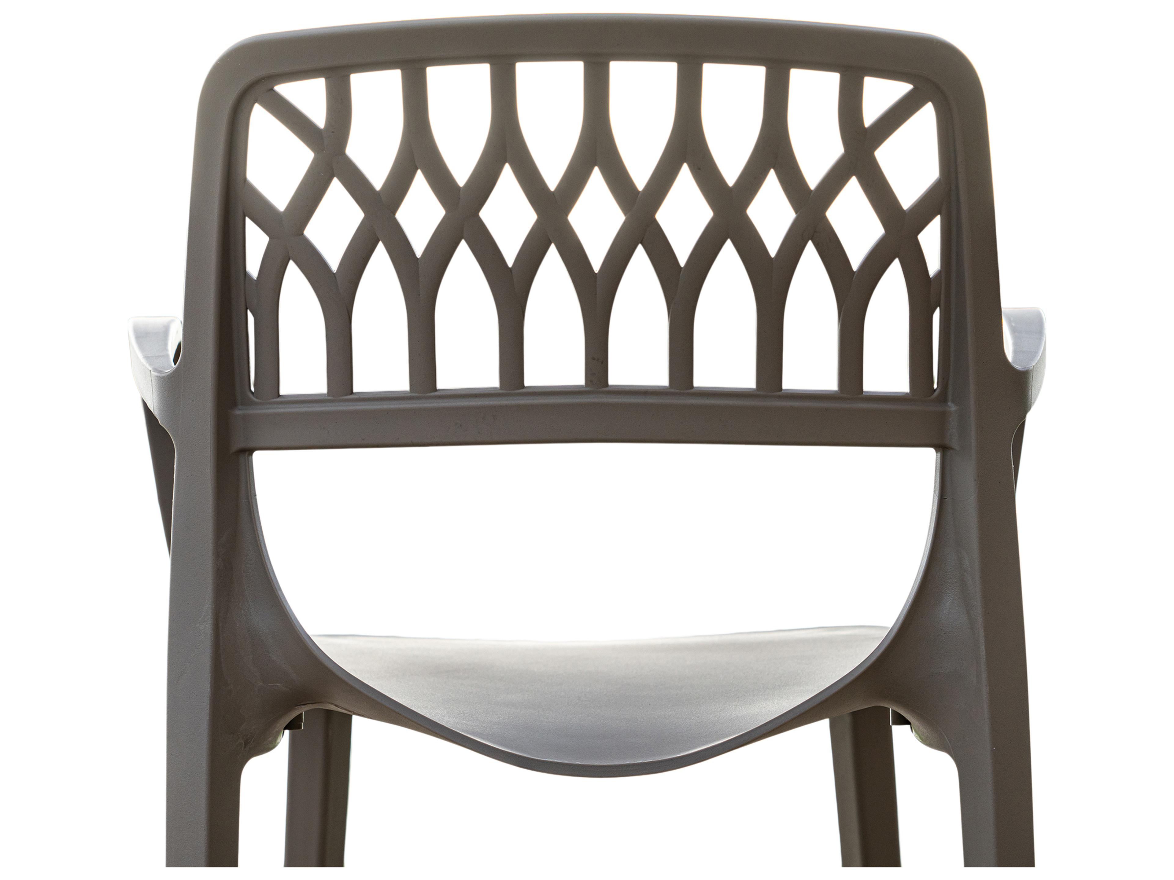 Rainbow Outdoor Elsa Resin Cappuccino Stackable Dining Arm Chair Set of 2