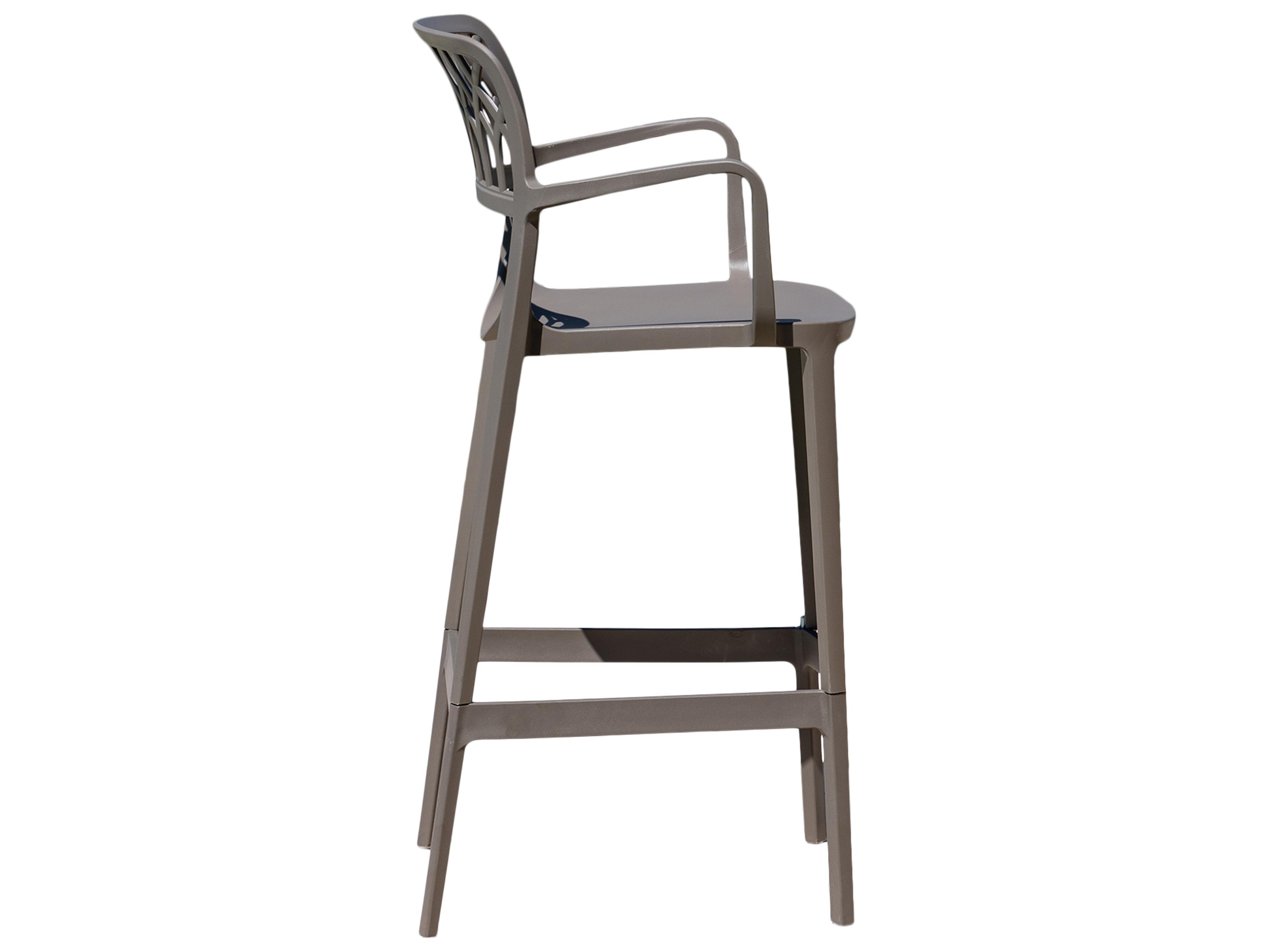 Rainbow Outdoor Elsa Resin Cappuccino Stackable Bar Stool Set of 2