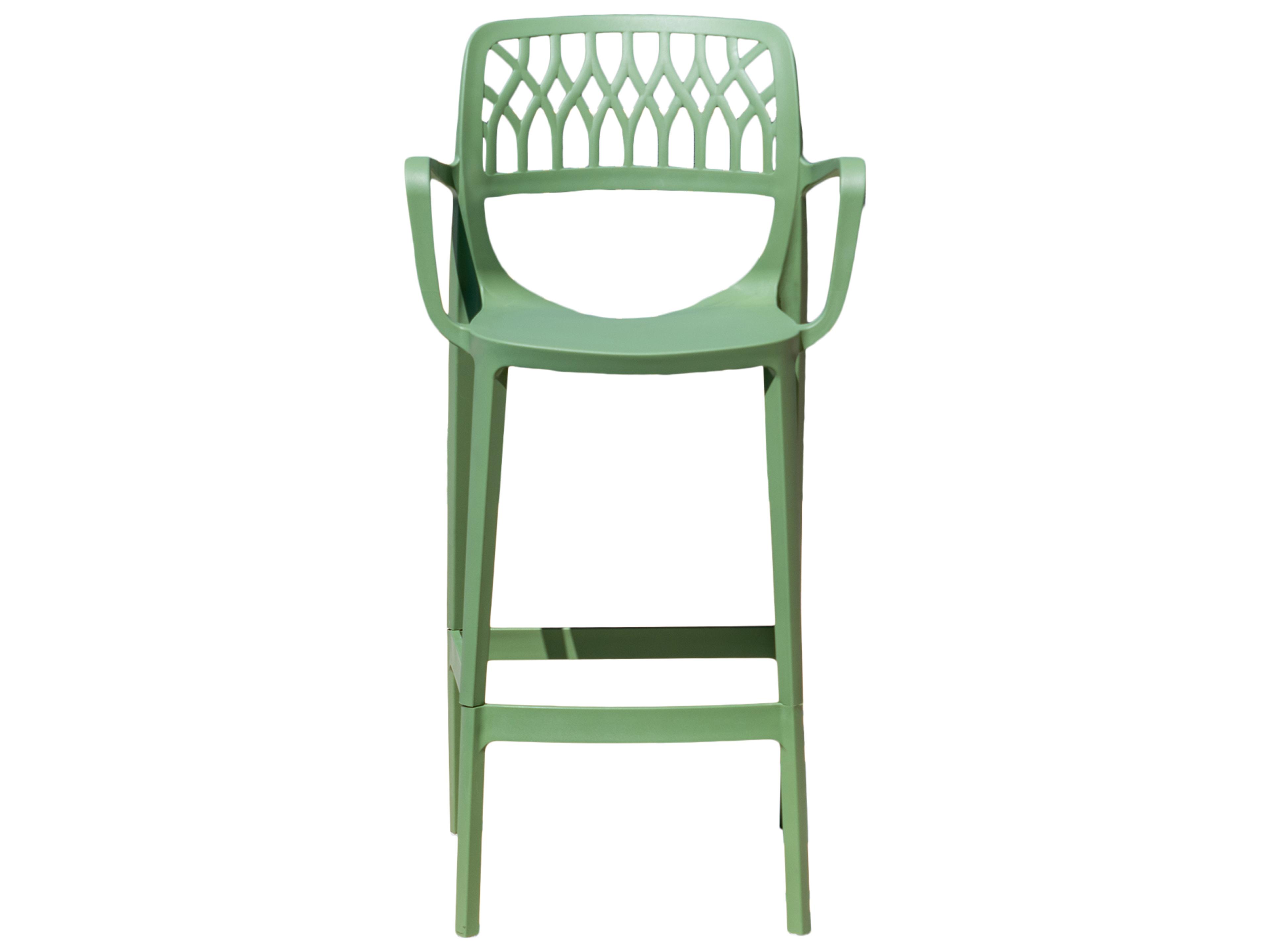 Rainbow Outdoor Elsa Resin Green Stackable Bar Stool Set of 2