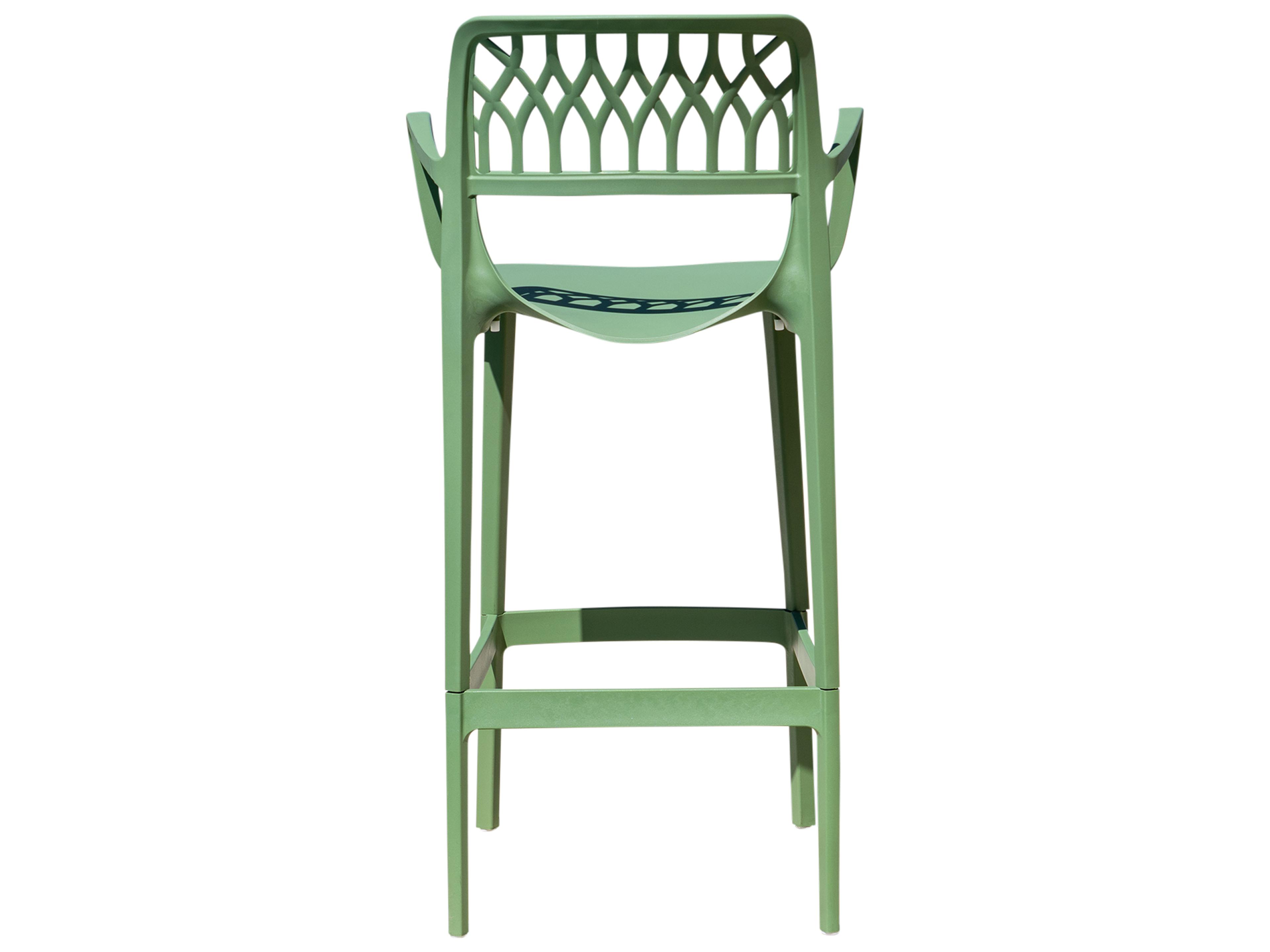 Rainbow Outdoor Elsa Resin Green Stackable Bar Stool Set of 2
