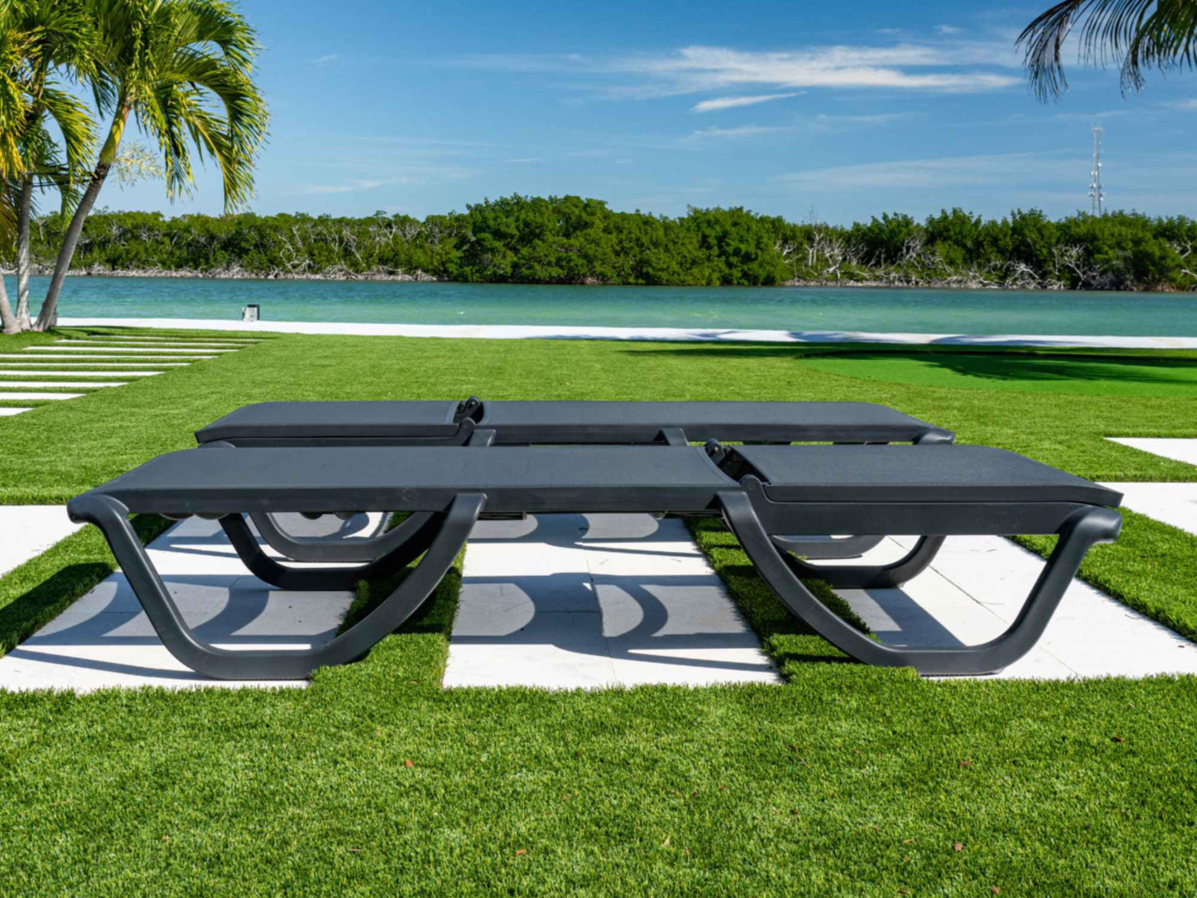 Rainbow Outdoor Florence Anthracite Polypropylene Sling Chaise Lounge