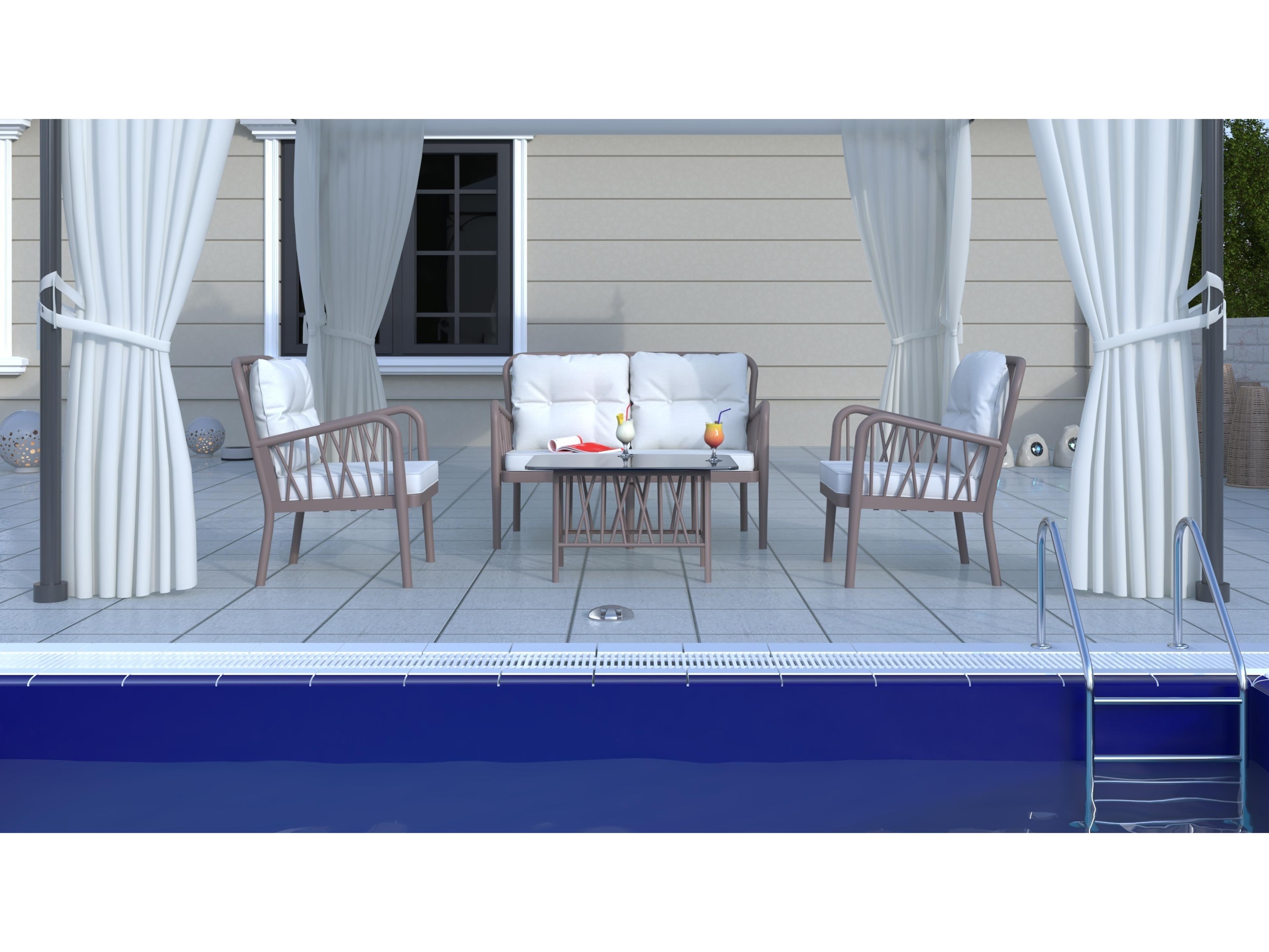 Rainbow Outdoor Gala Cappuccino 4 Piece Lounge Set with Cushion