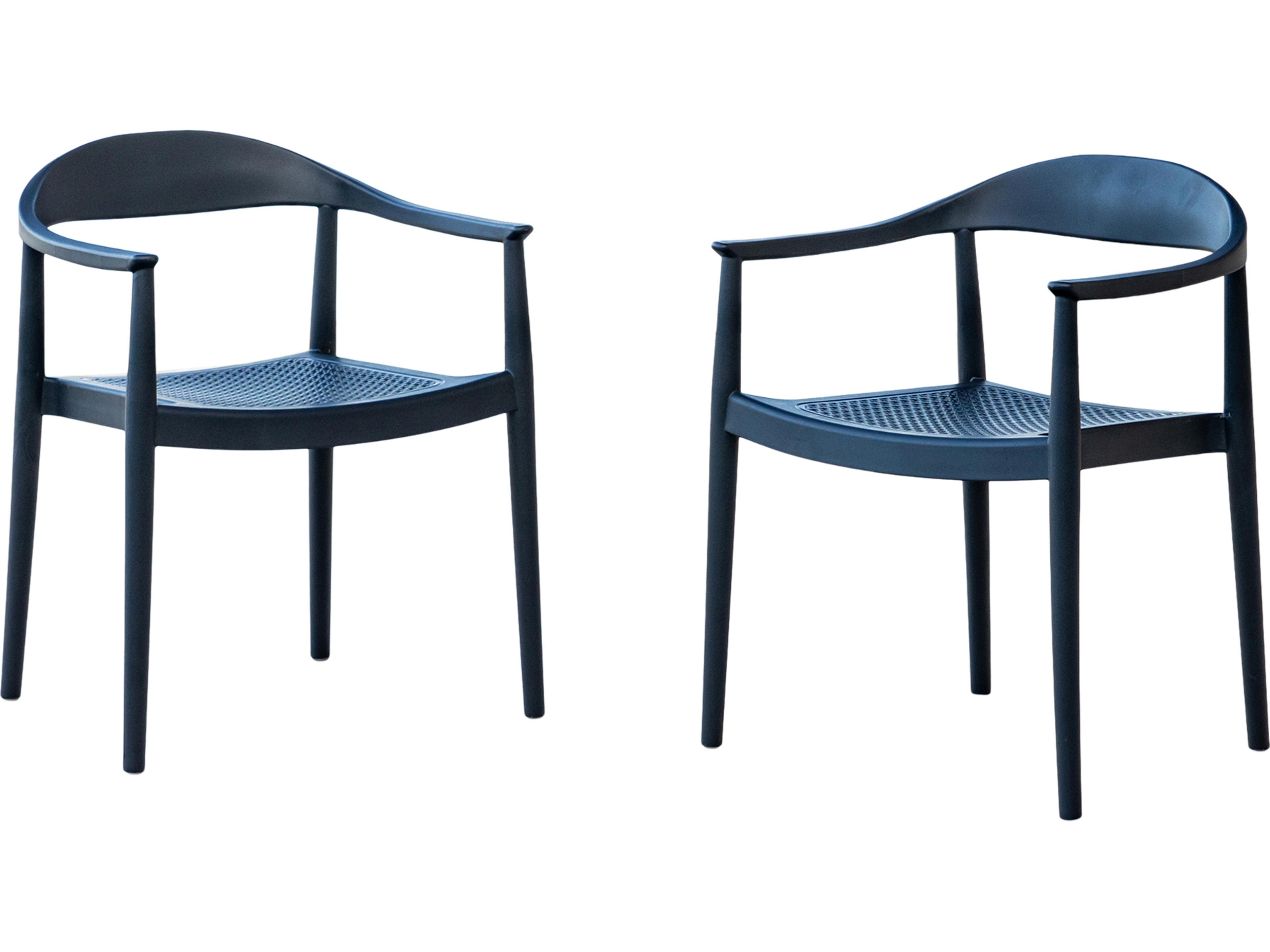 Kennedy Resin Anthracite Stackable Dining Arm Chair Set of 2
