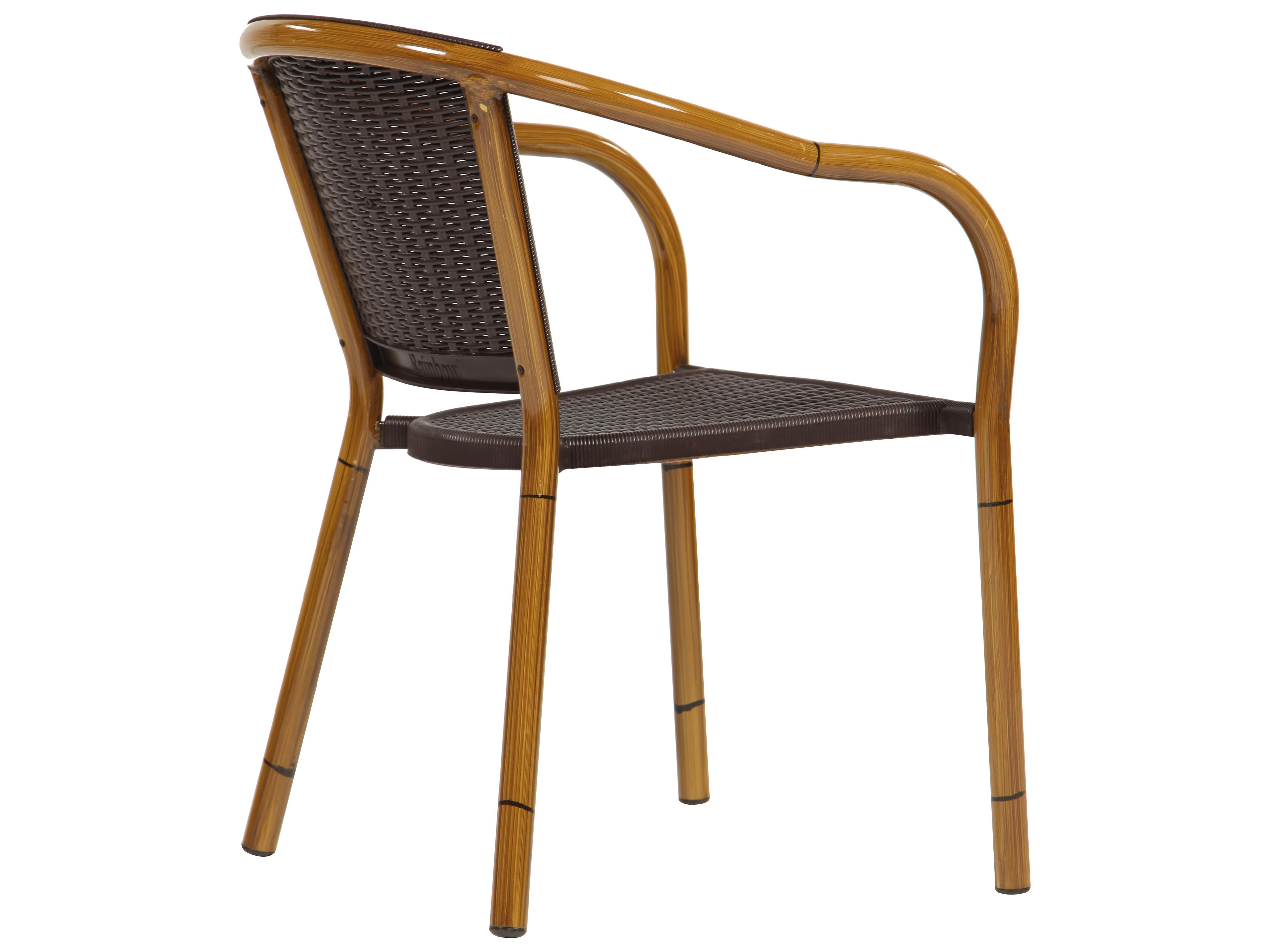 Rainbow Outdoor Lapis Aluminum Resin Brown Stackable Dining Arm Chair Set of 2