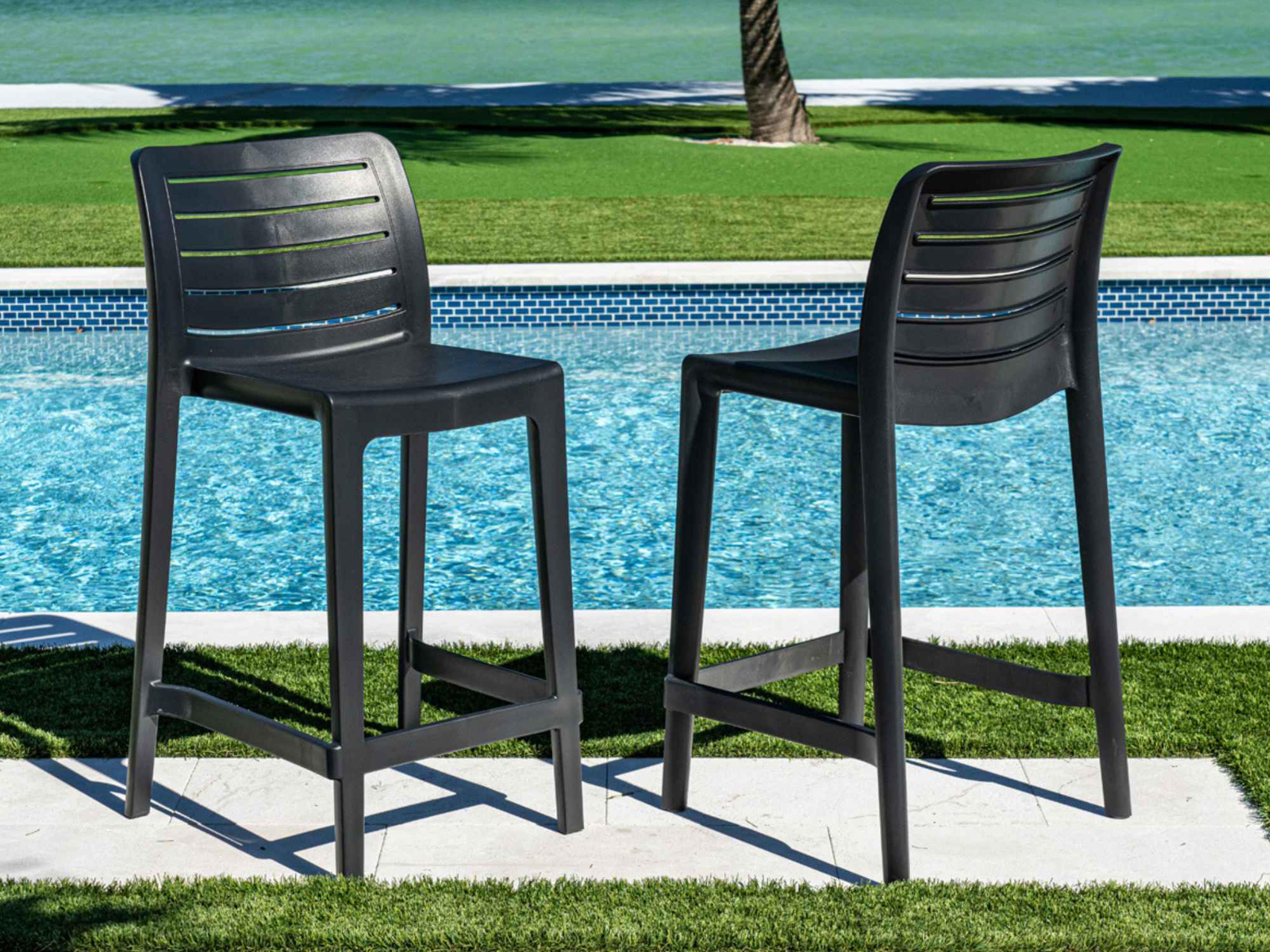 Rainbow Outdoor Leva Anthracite Polypropylene Bar Stool