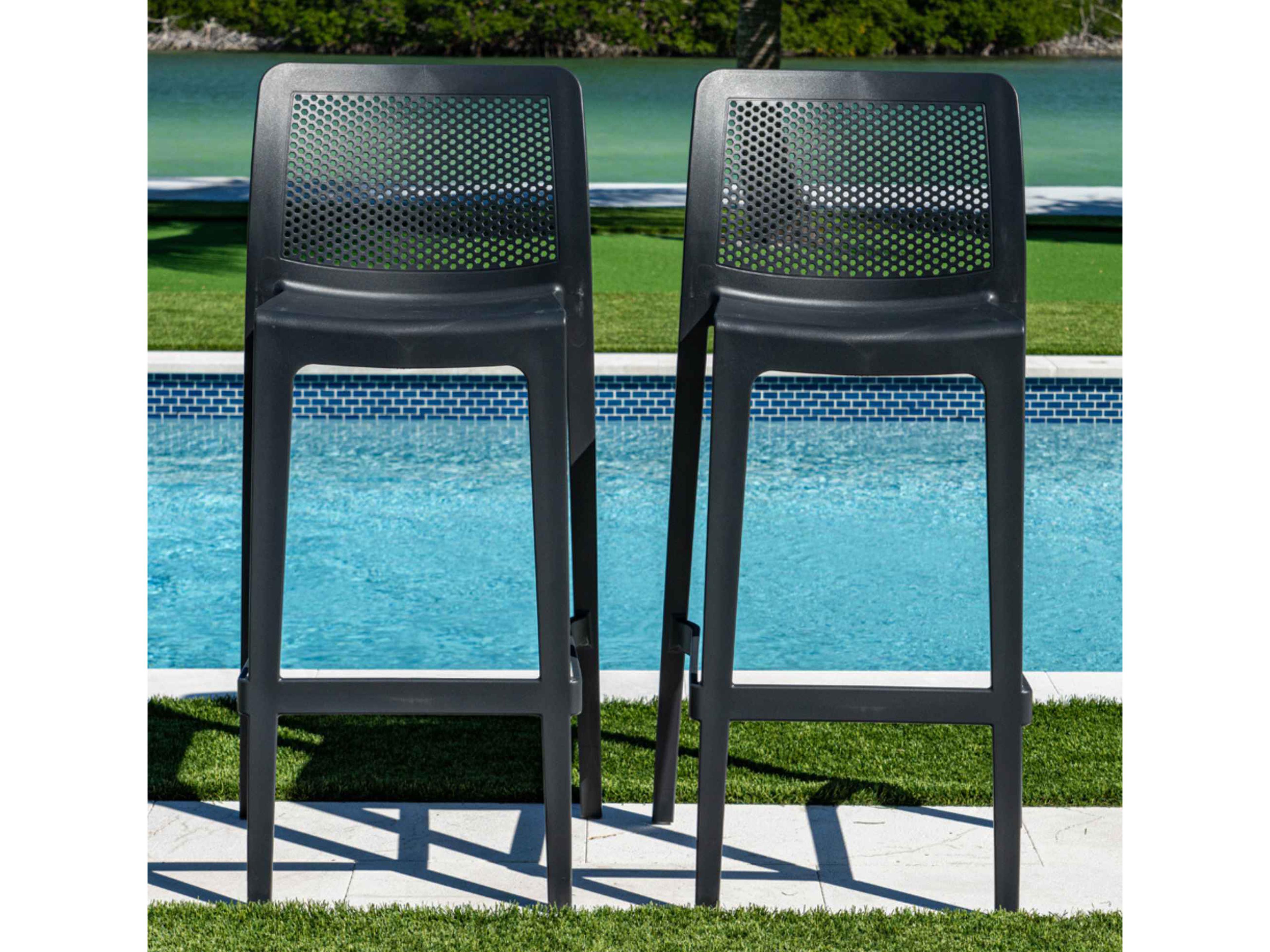 Rainbow Outdoor Lisa Anthracite Polypropylene Bar Stool