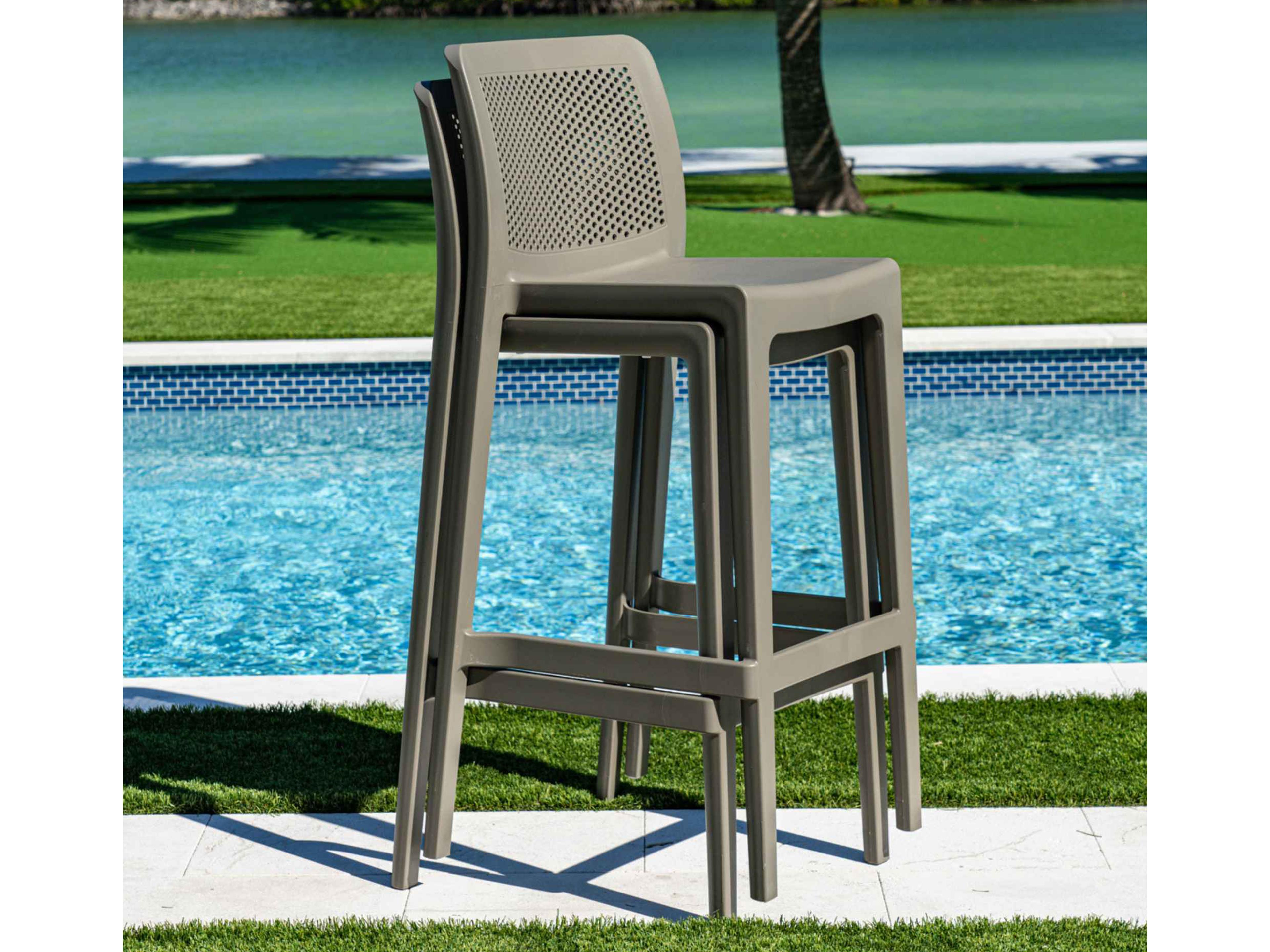 Rainbow Outdoor Lisa Brown Polypropylene Bar Stool