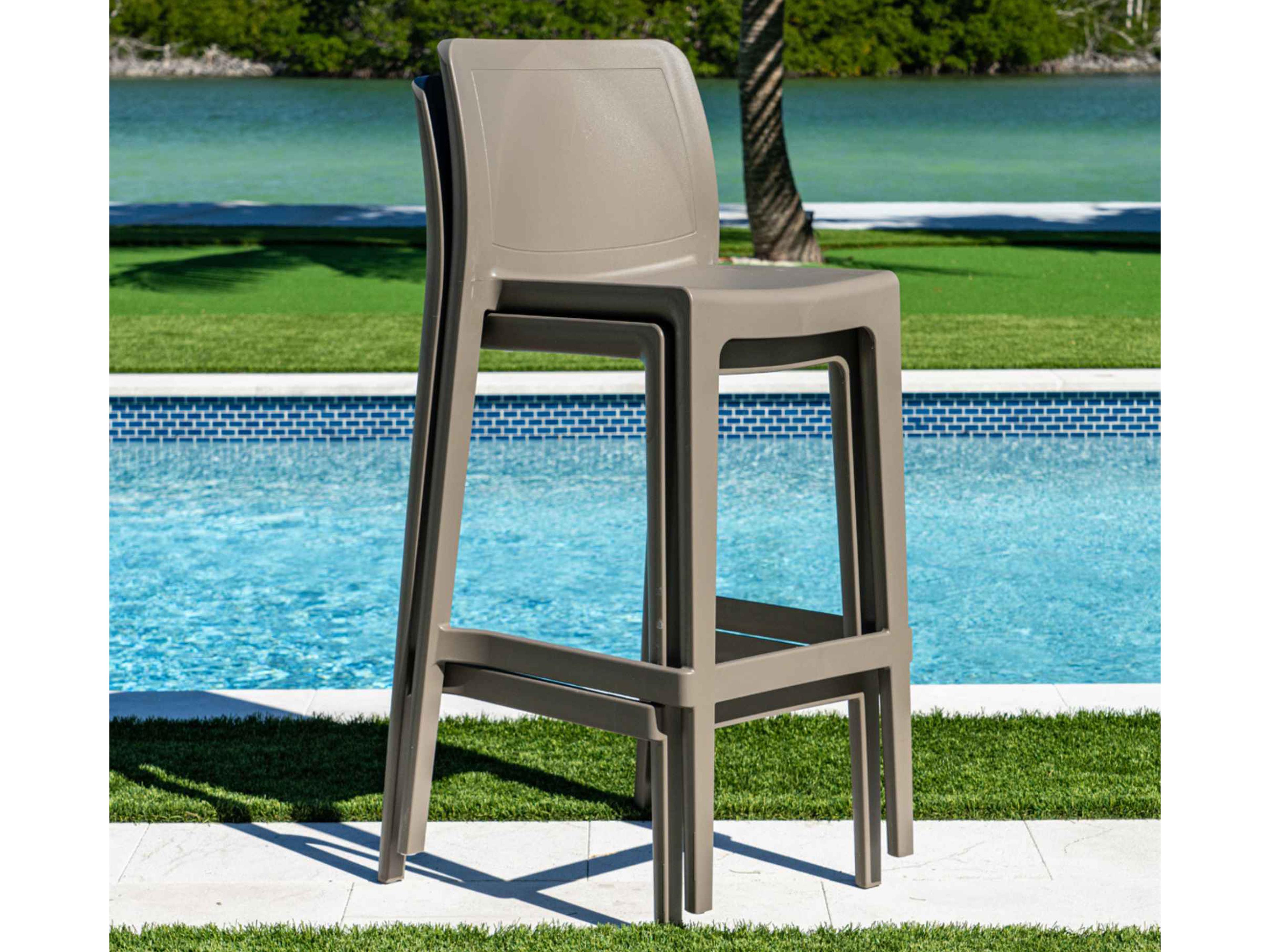 Rainbow Outdoor Luna Brown Polypropylene Bar Stool