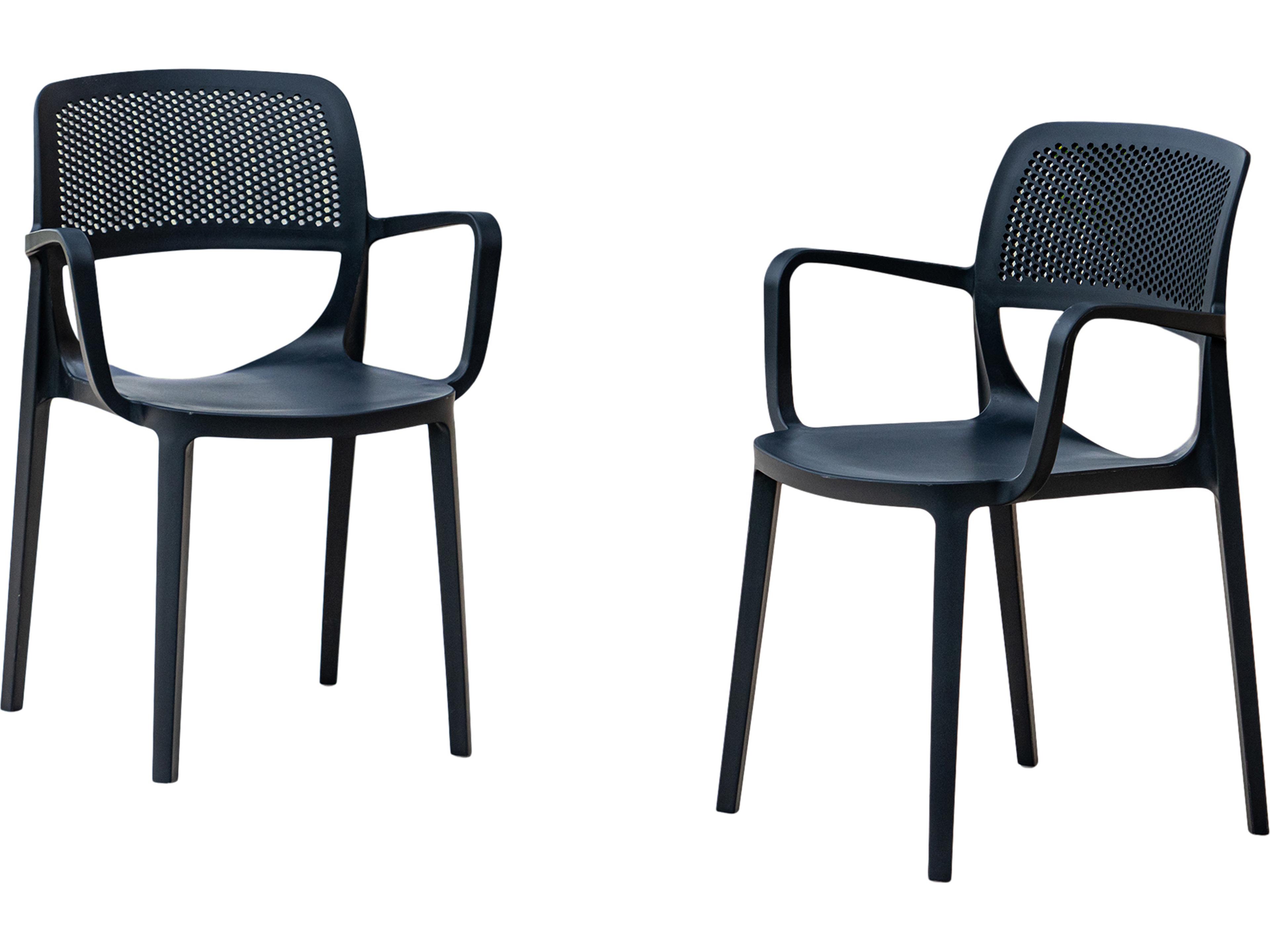 Mila Resin Anthracite Stackable Dining Arm Chair Set of 2