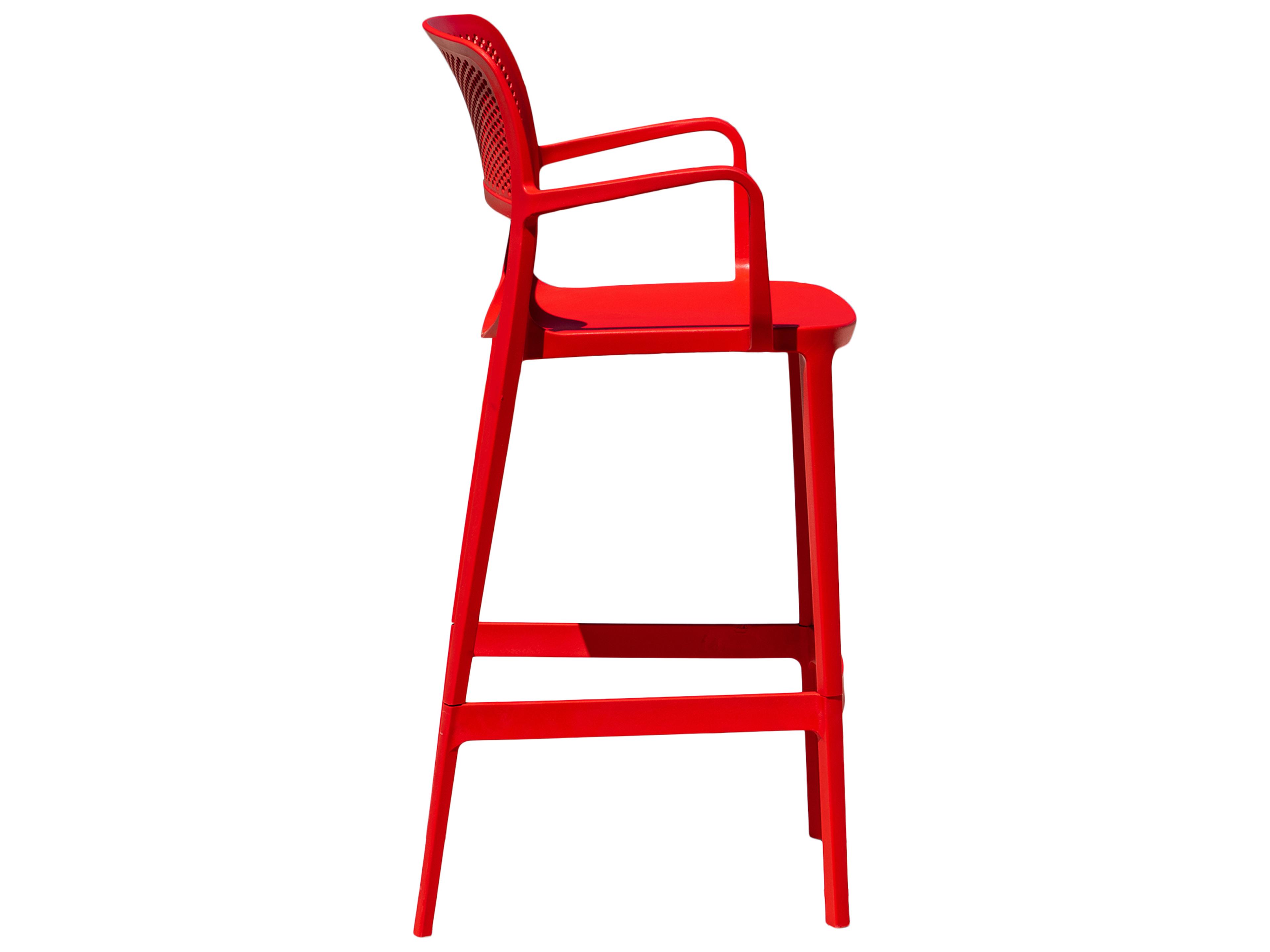 Rainbow Outdoor Elsa Resin Red Stackable Bar Stool Set of 2