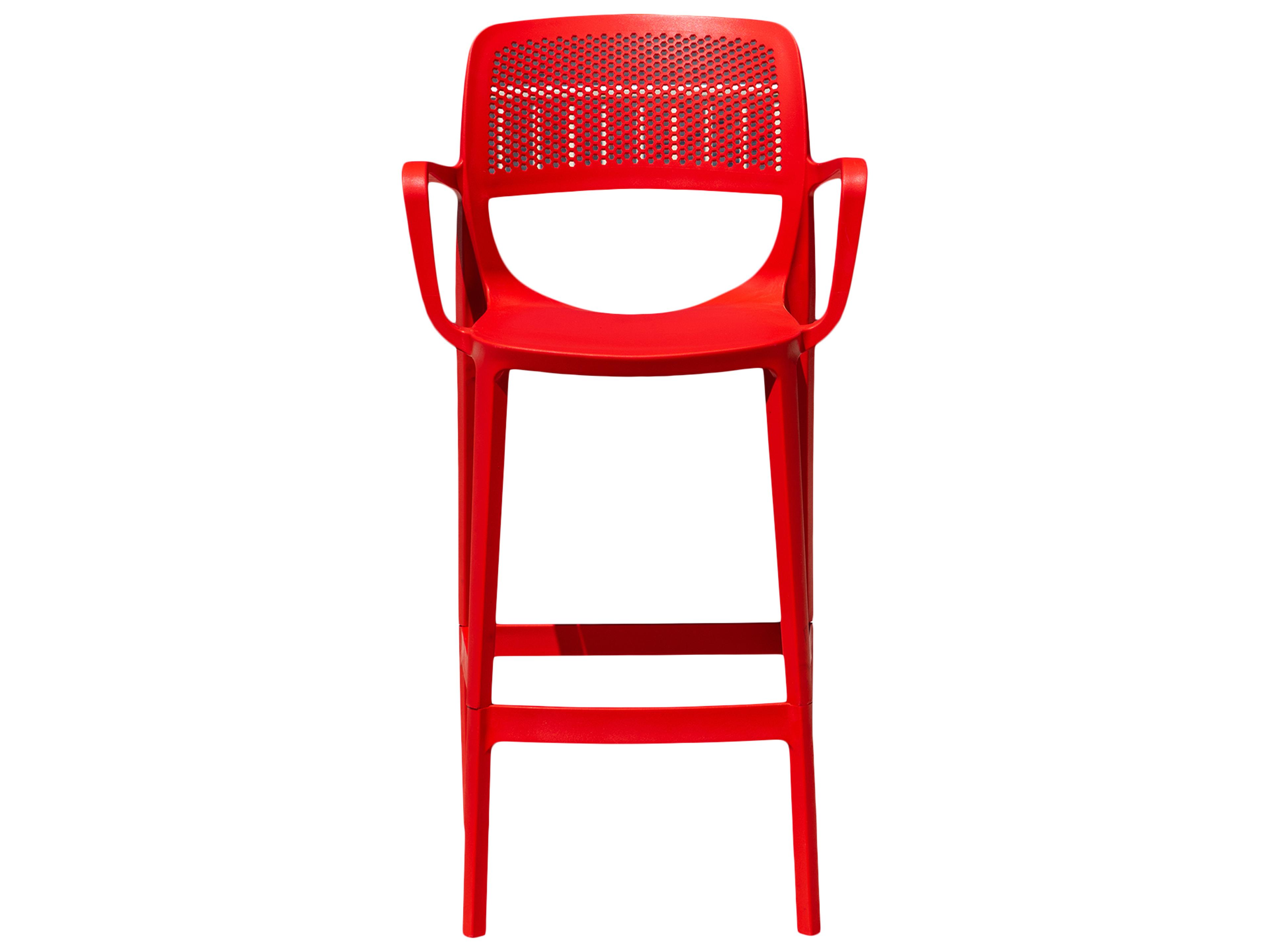 Rainbow Outdoor Elsa Resin Red Stackable Bar Stool Set of 2