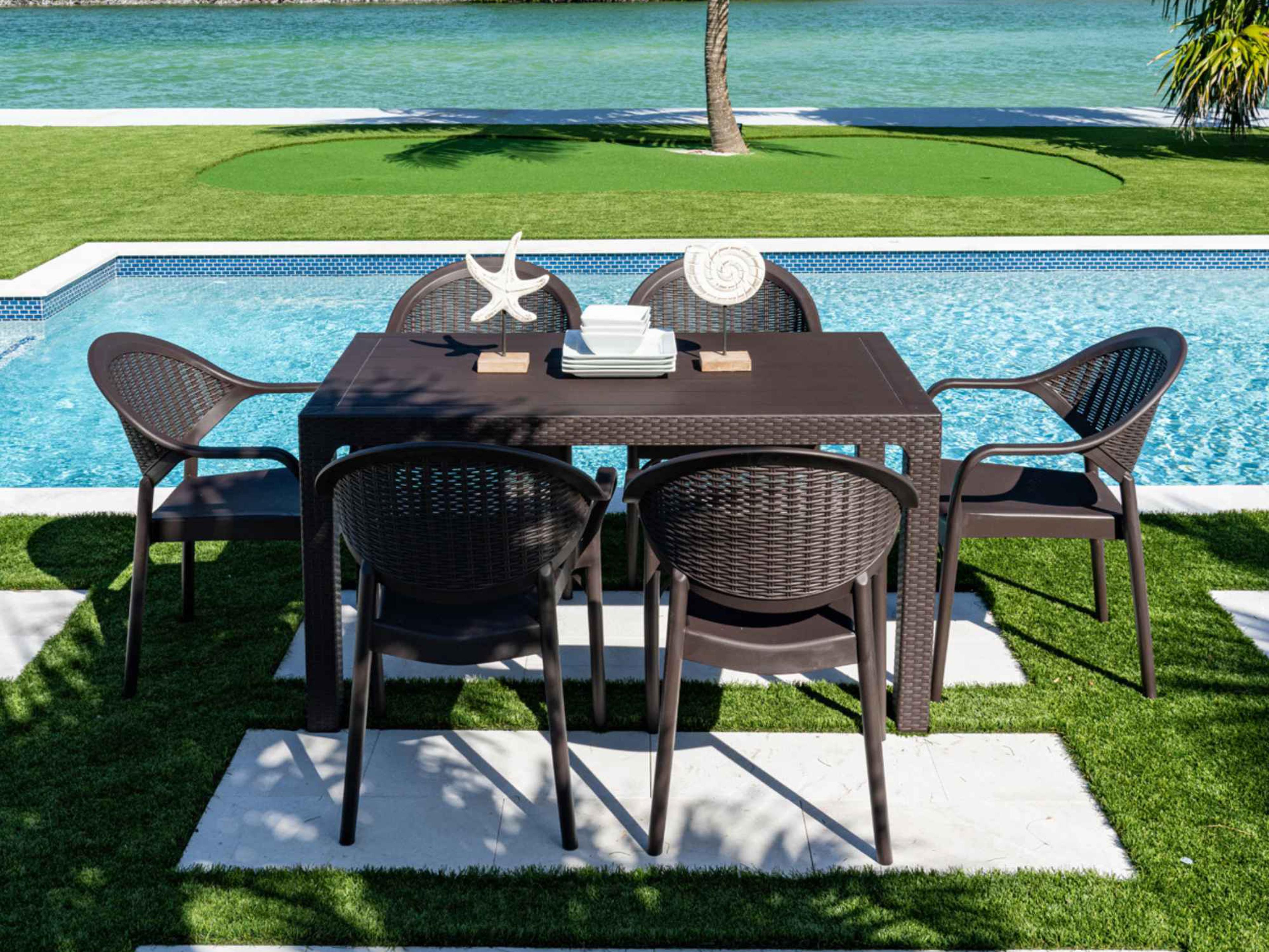 Rainbow Outdoor Mona Wicker Dining Set