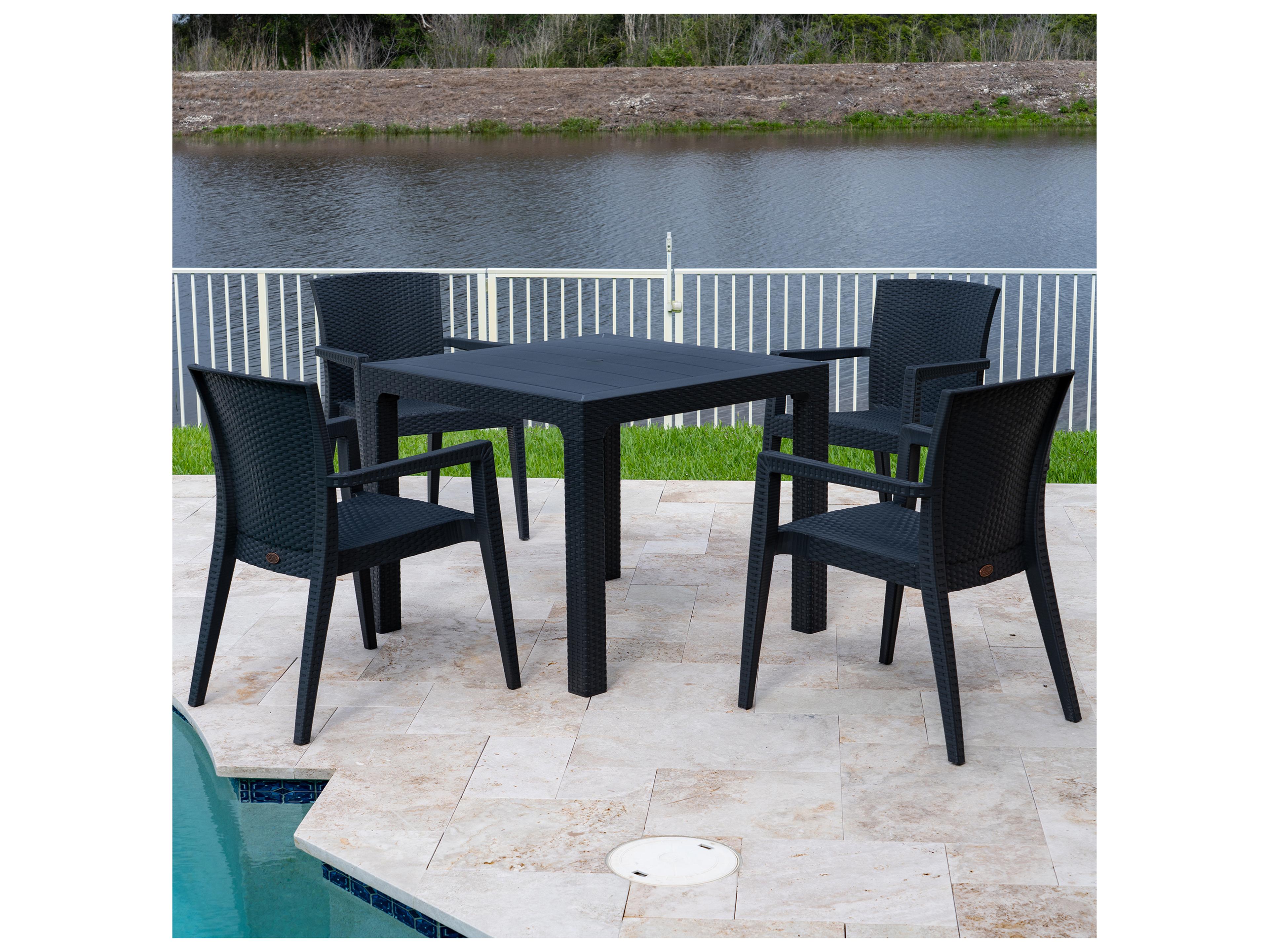 Montana Resin Wicker Anthracite 5 Piece Dining Set