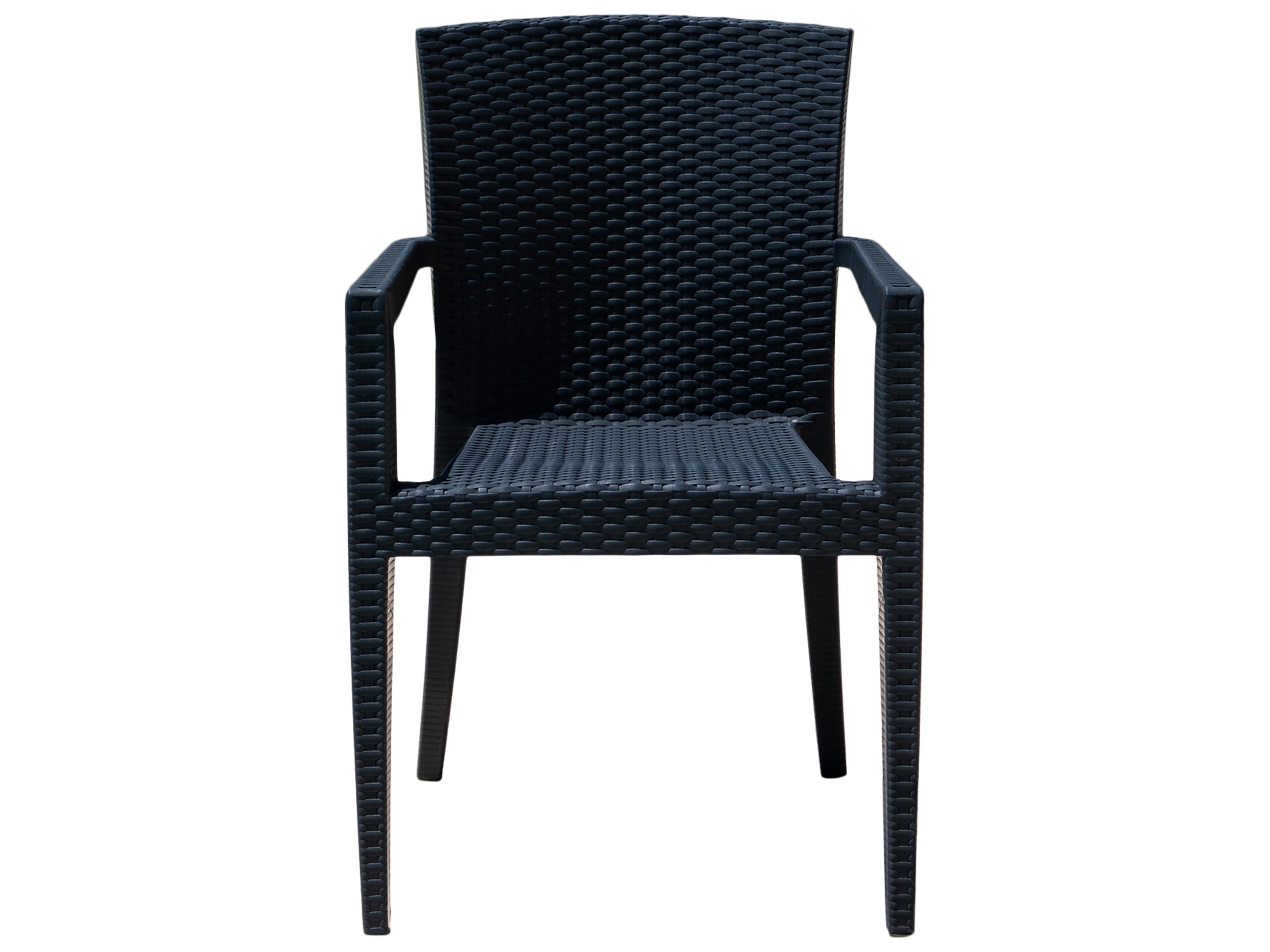 Rainbow Outdoor Montana Resin Wicker Anthracite Stackable Dining Arm Chair Set of 2