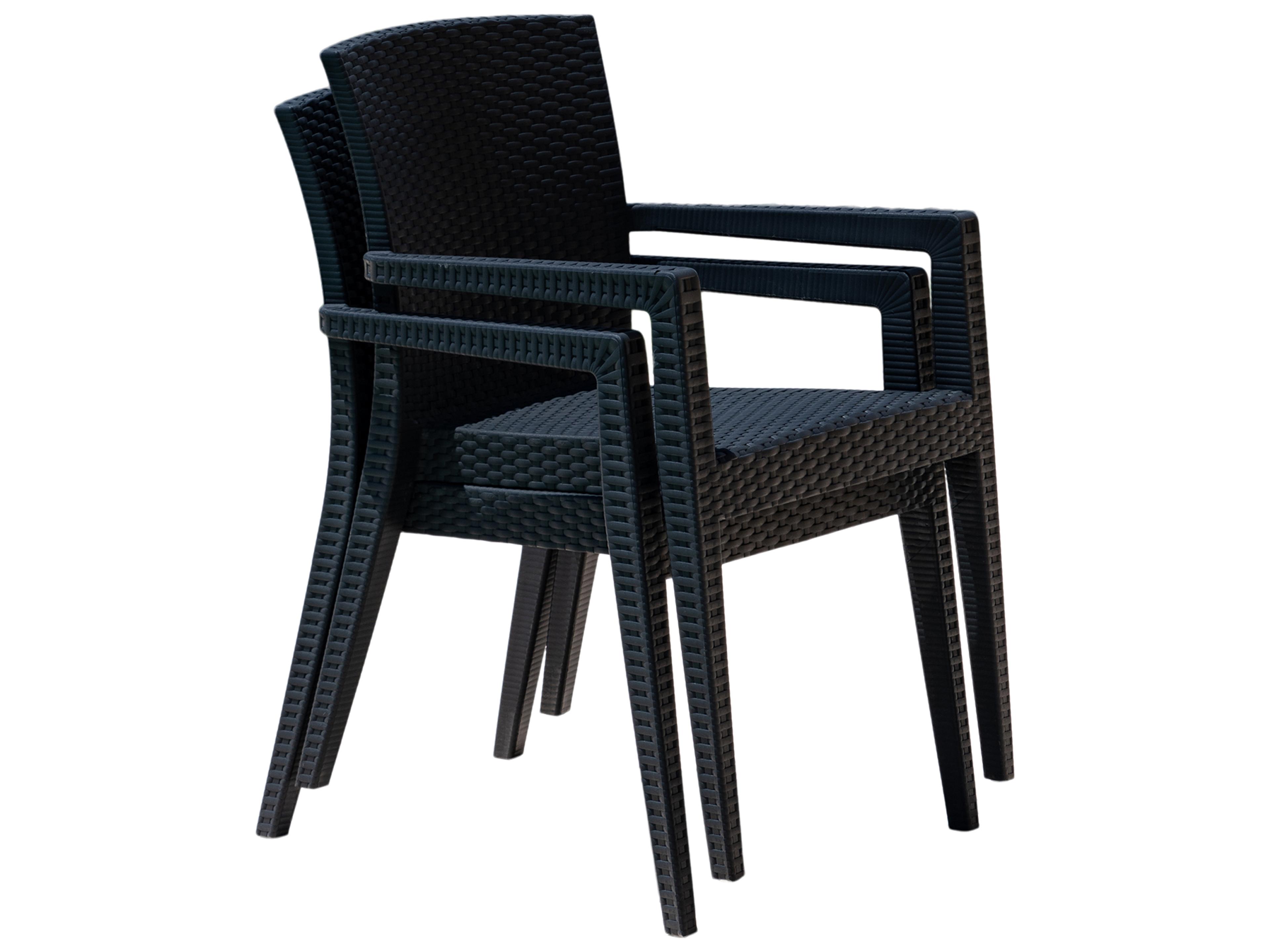 Rainbow Outdoor Montana Resin Wicker Anthracite Stackable Dining Arm Chair Set of 2