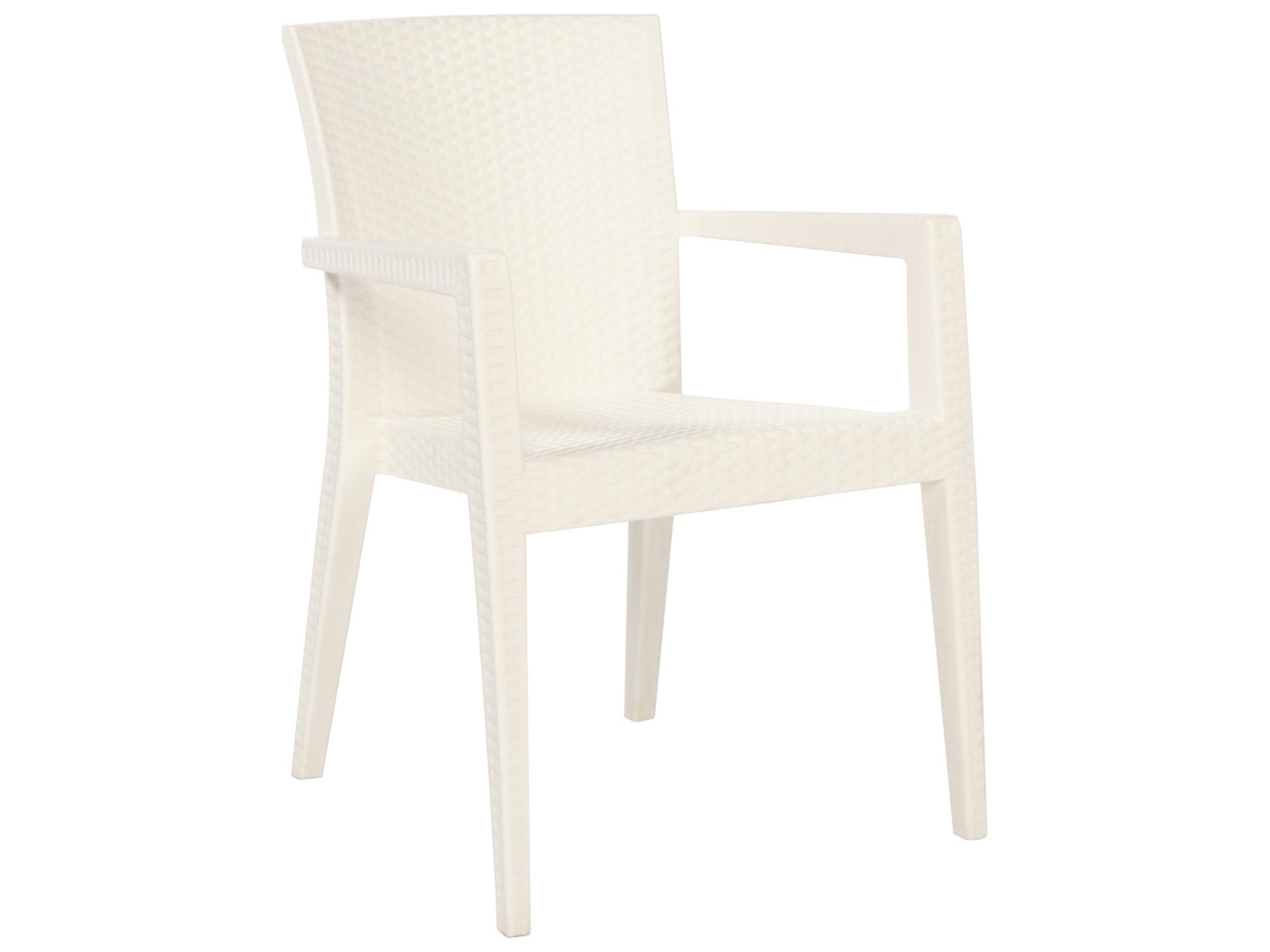 Rainbow Outdoor Montana Resin Wicker White Dining Arm Chair Set of 2