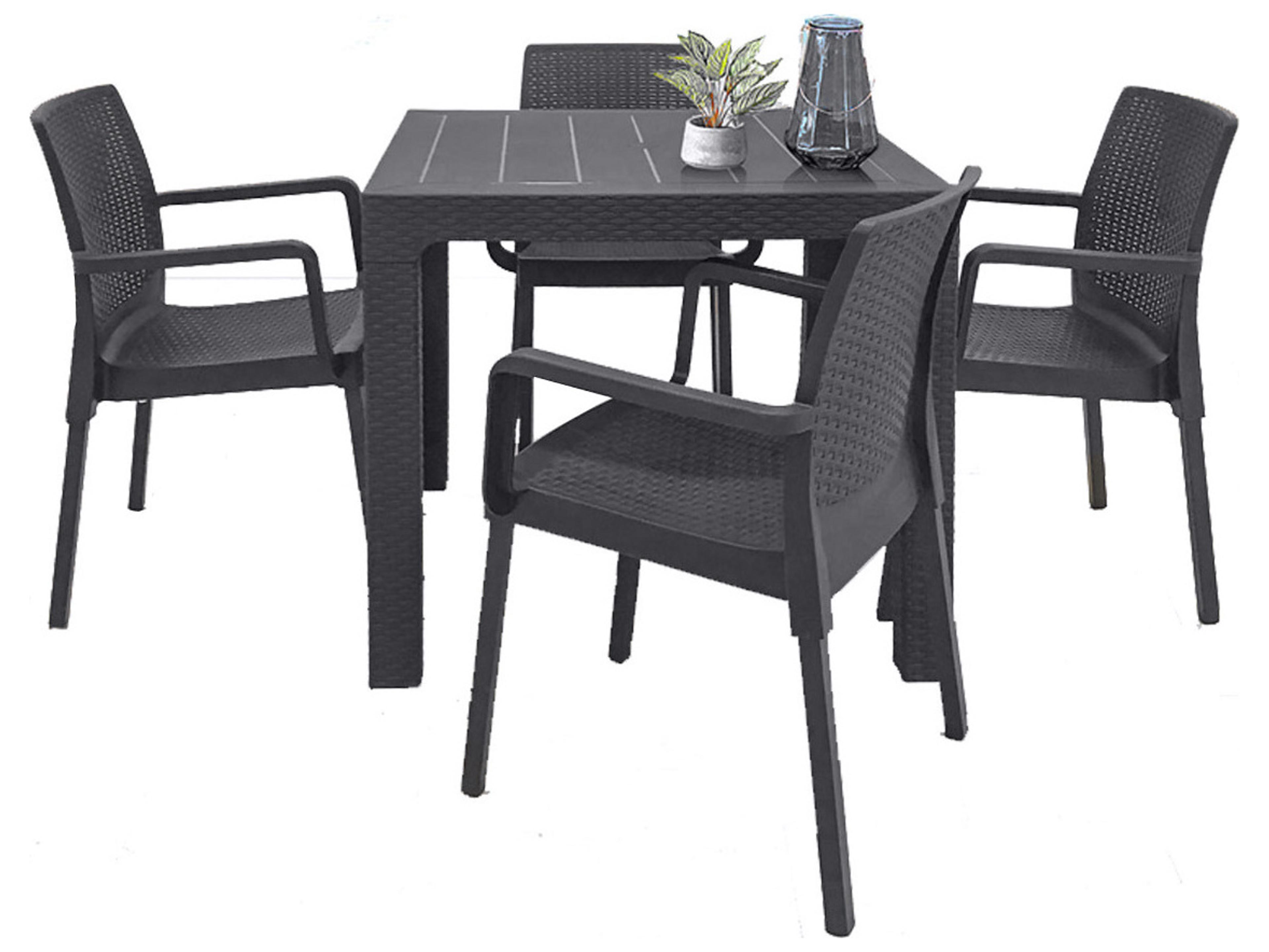 Napoli Resin Wicker Anthracite 5 Piece Dining Set