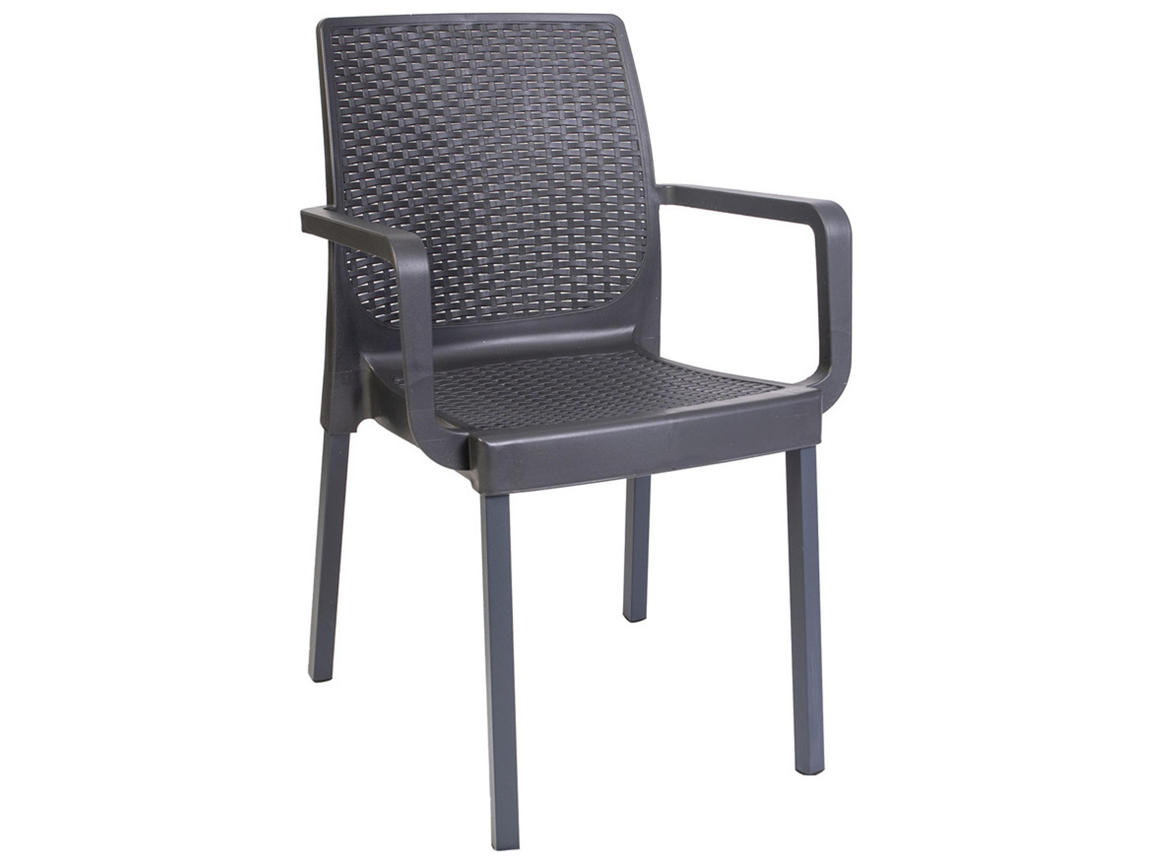 Rainbow Outdoor Napoli Wicker Resin Wicker Anthracite Stackable Dining Arm Chair Set of 2