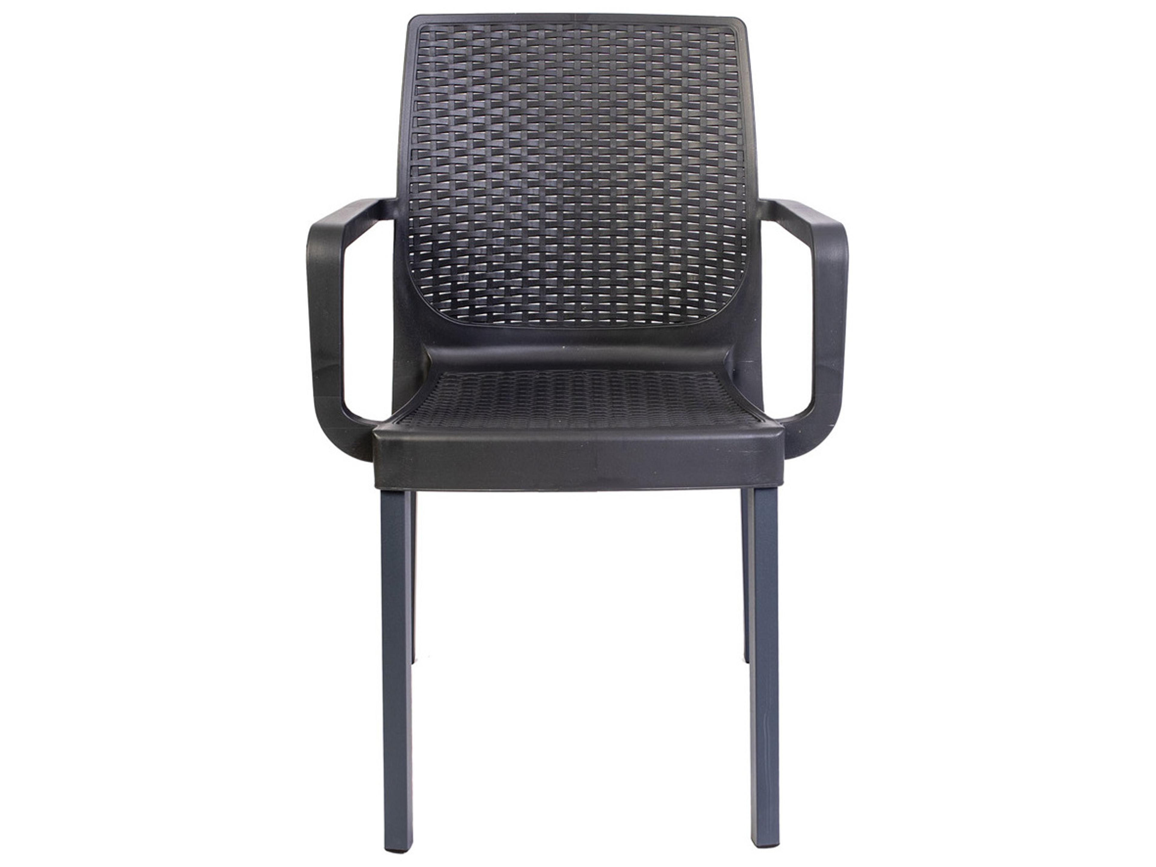 Rainbow Outdoor Napoli Wicker Resin Wicker Anthracite Stackable Dining Arm Chair Set of 2