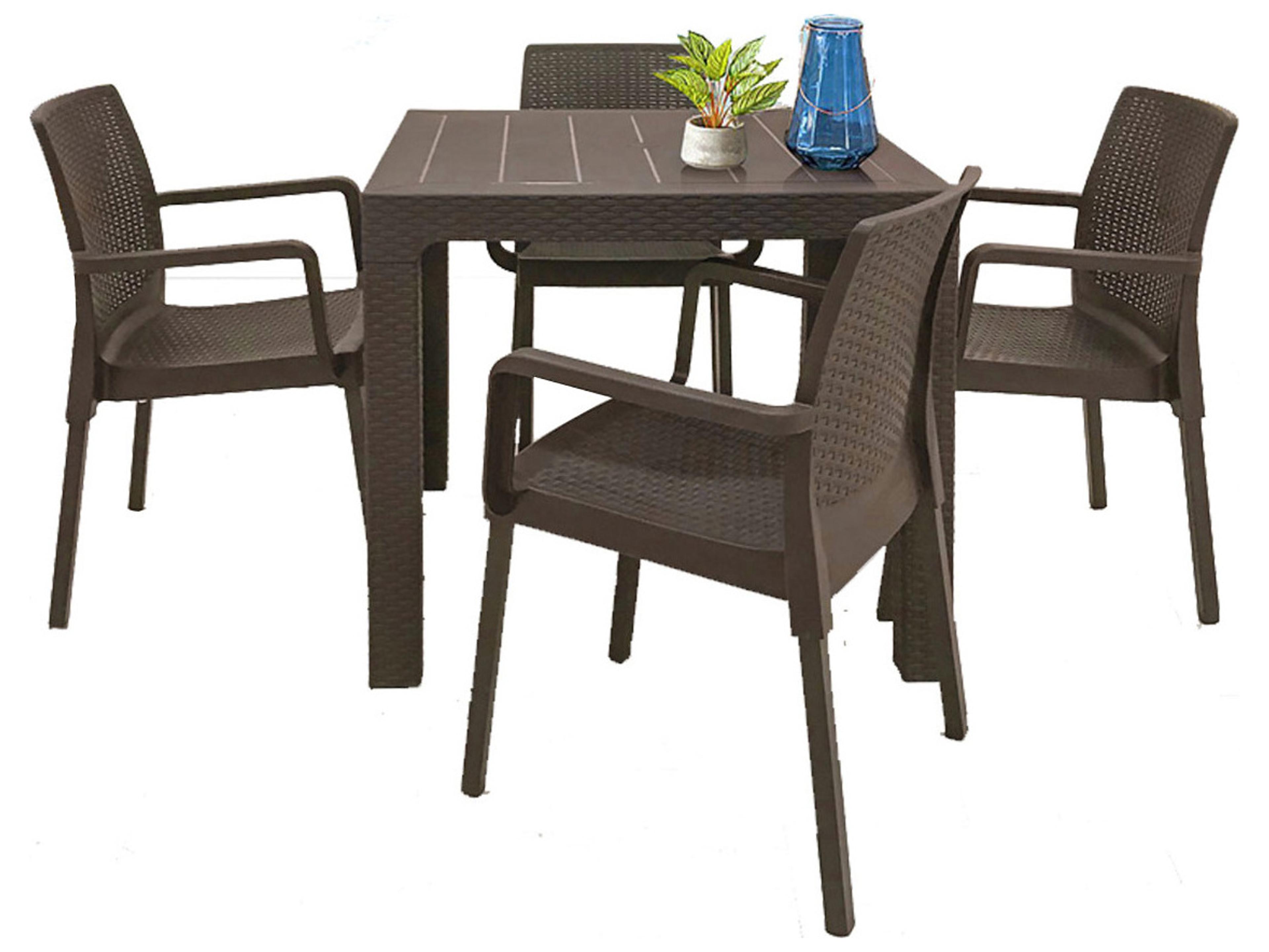 Napoli Wicker Resin Wicker Brown 5 Piece Dining Set