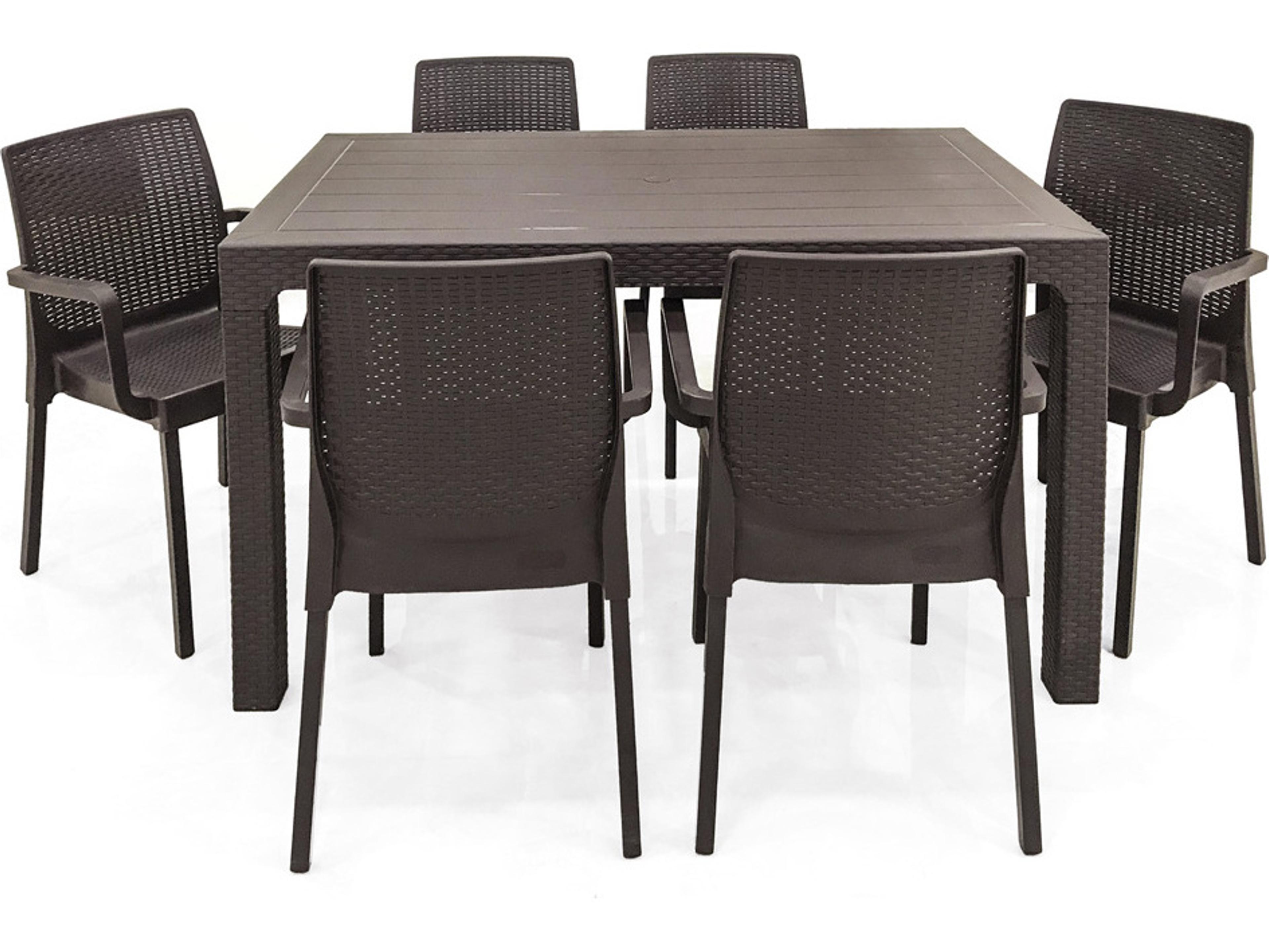 Napoli Resin Wicker Brown 7 Piece Dining Set