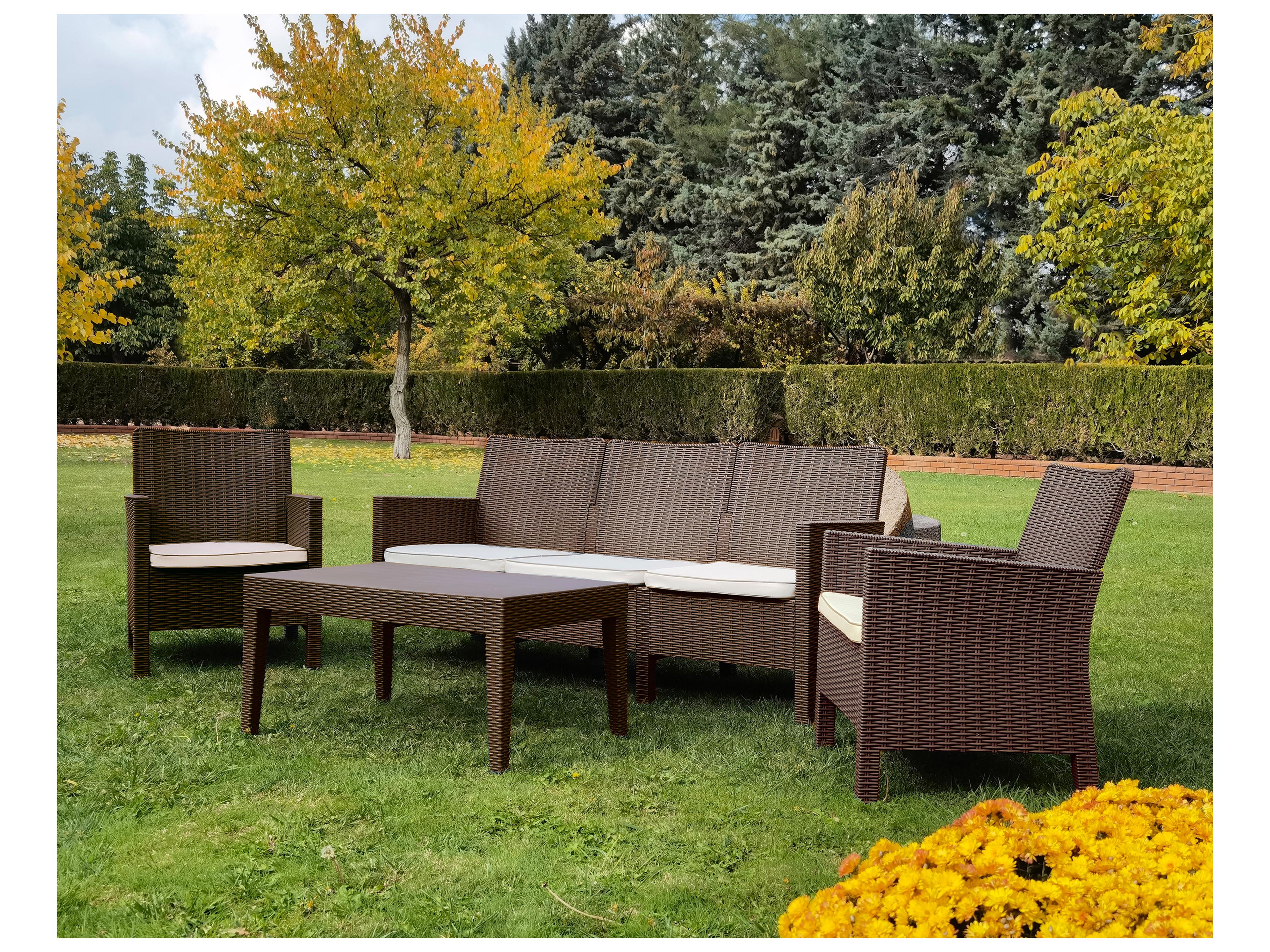 Alaska Resin Brown 4 Piece Lounge Set