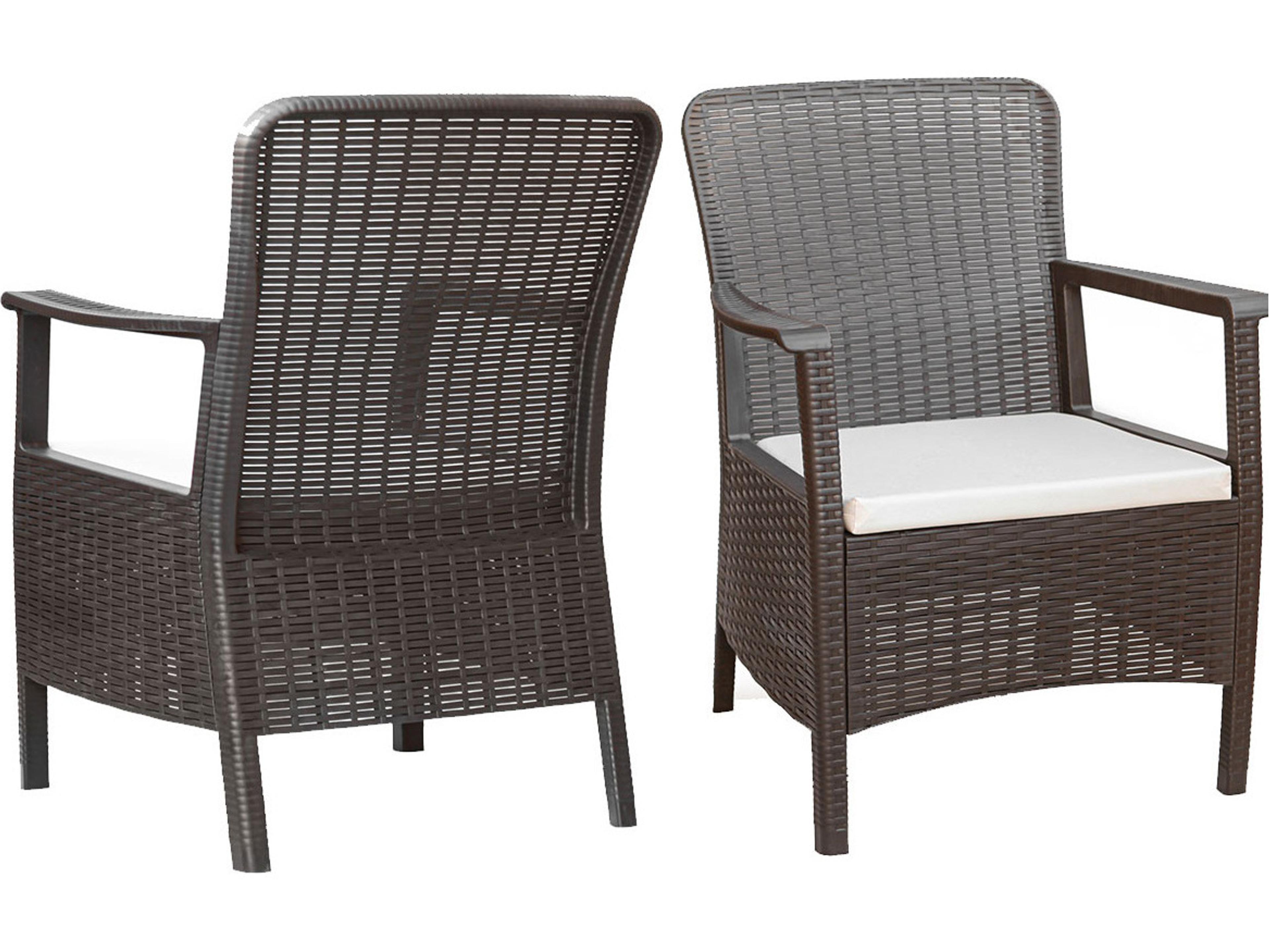 Napoli Resin Brown Dining Arm Chair with Cushion Set of 2