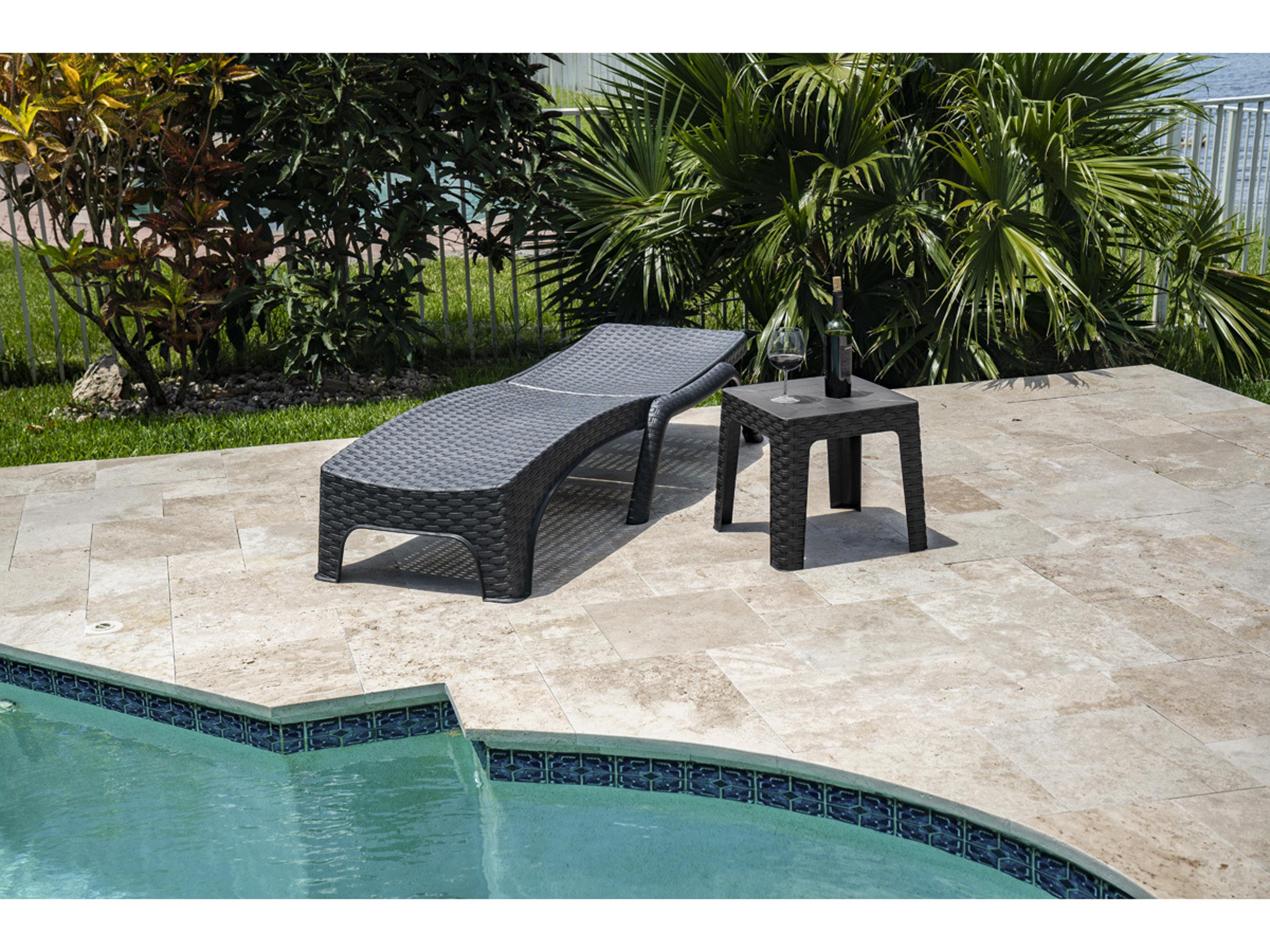 Rainbow Outdoor Roma Resin Wicker Anthracite Stackable Chaise Lounge Set of 2