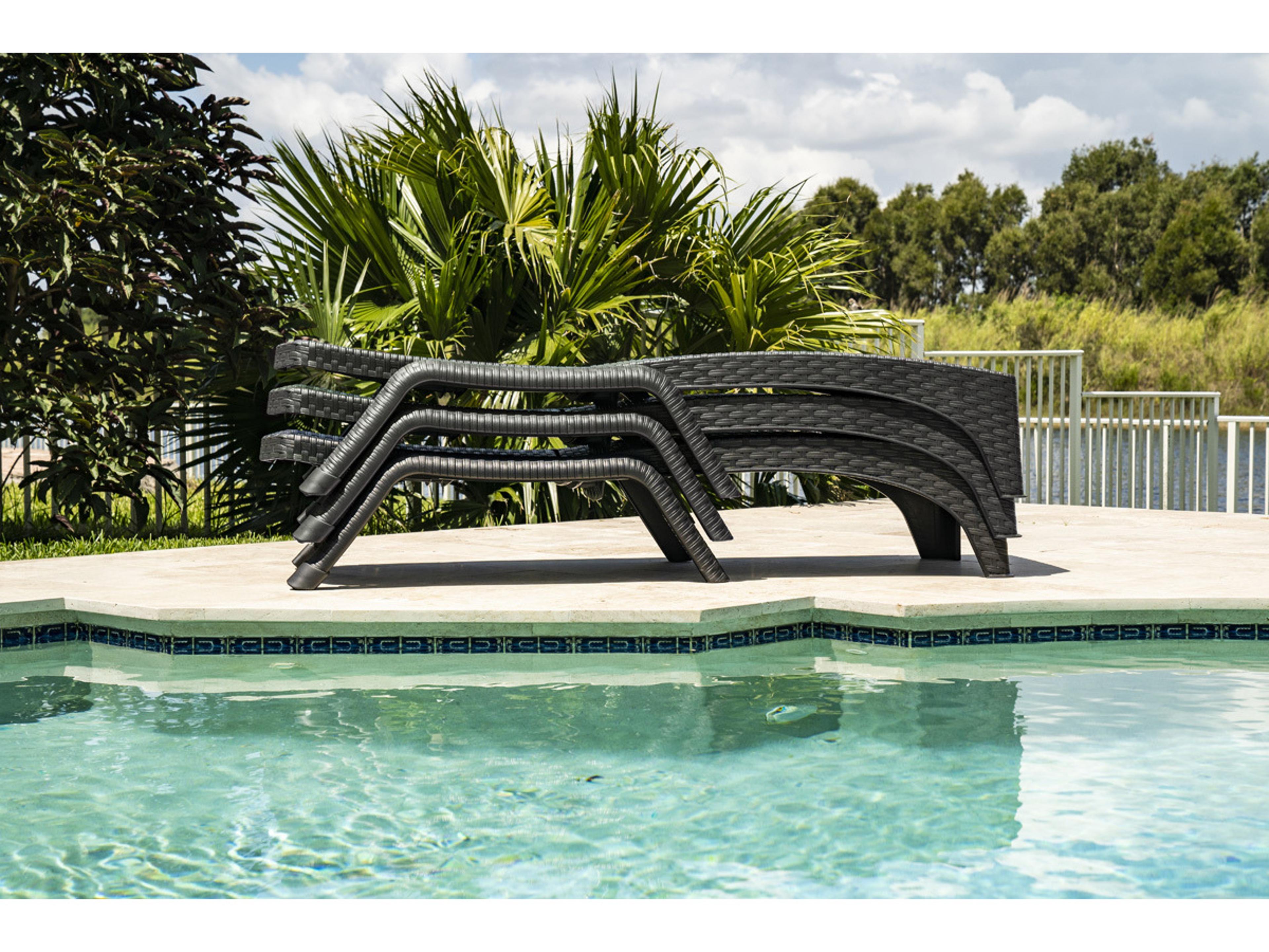 Rainbow Outdoor Roma Resin Wicker Anthracite Stackable Chaise Lounge Set of 2