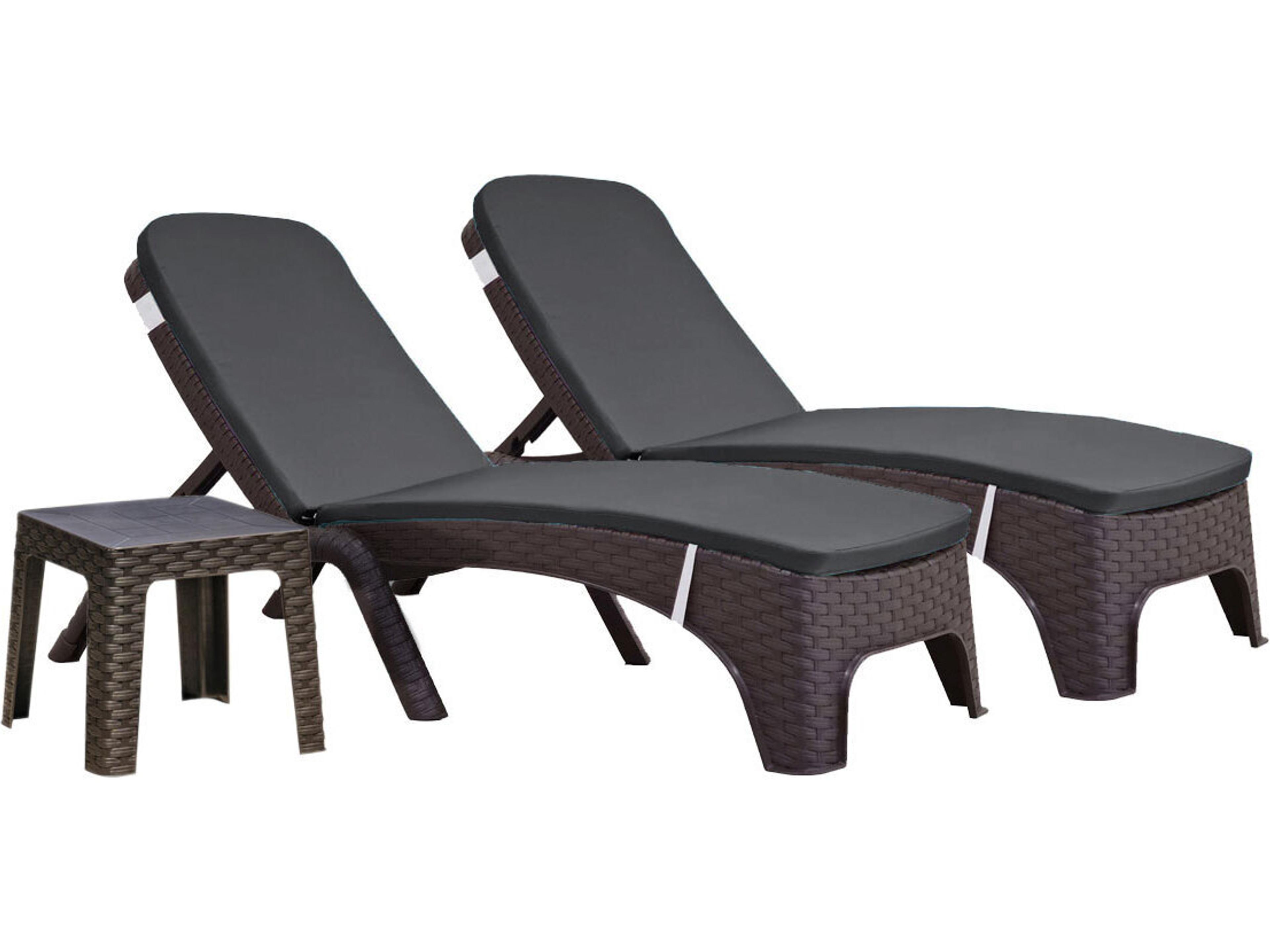Roma Resin Wicker Brown 3 Piece Lounge Set with Cushion