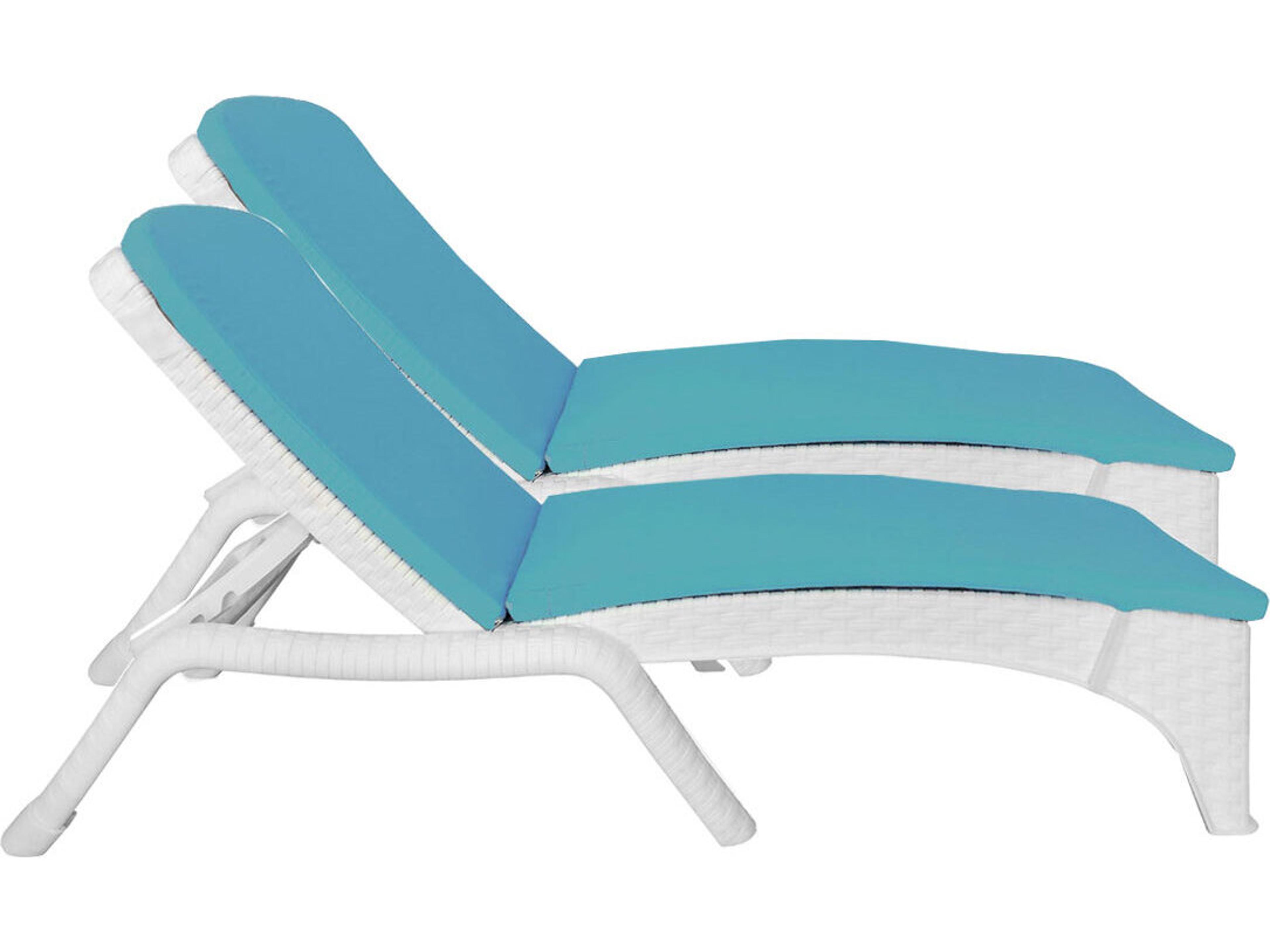 Roma Resin Wicker White Stackable Chaise Lounge with Cushion Set of 2