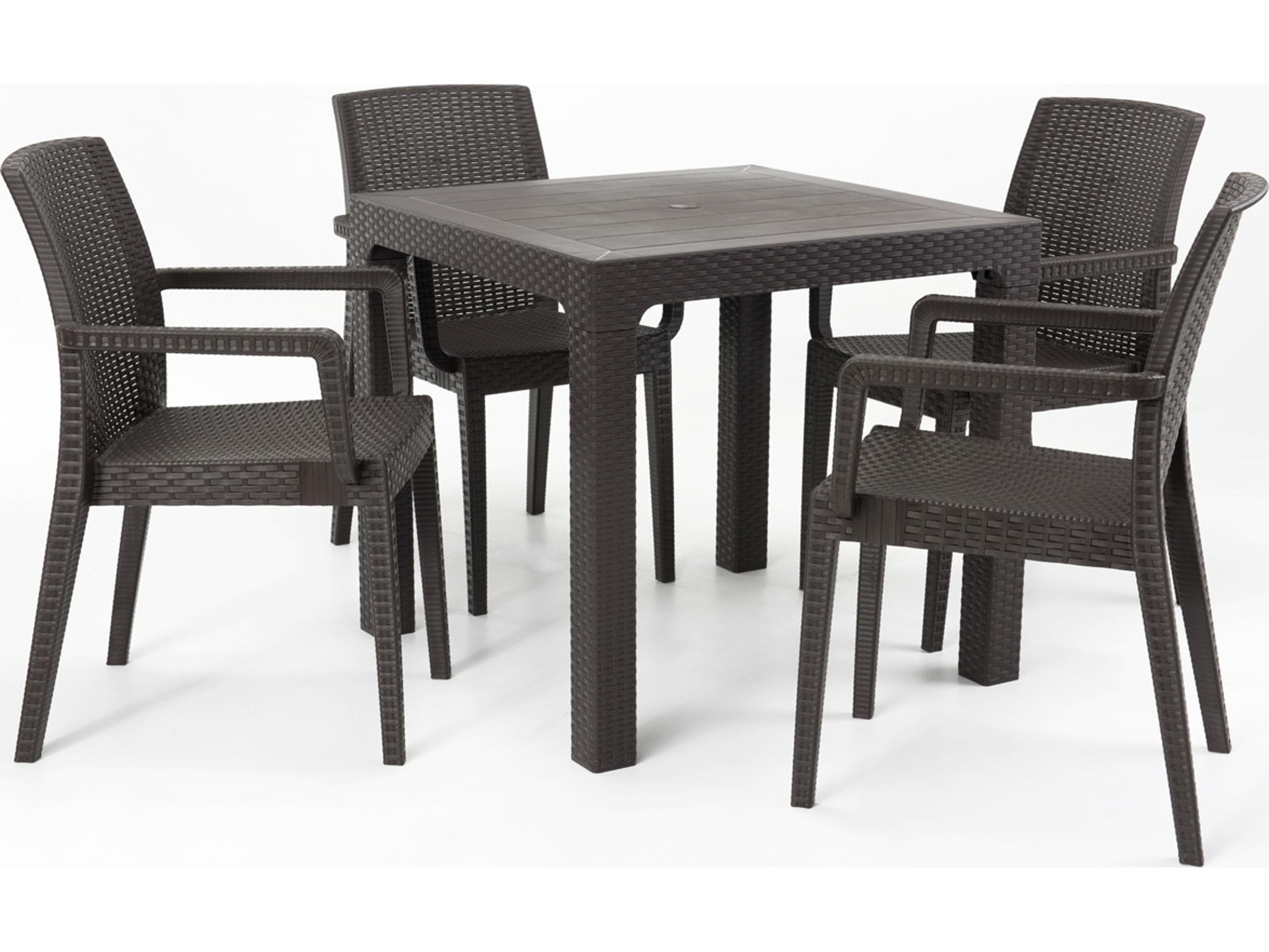 Siena Resin Wicker Brown 5 Piece Dining Set