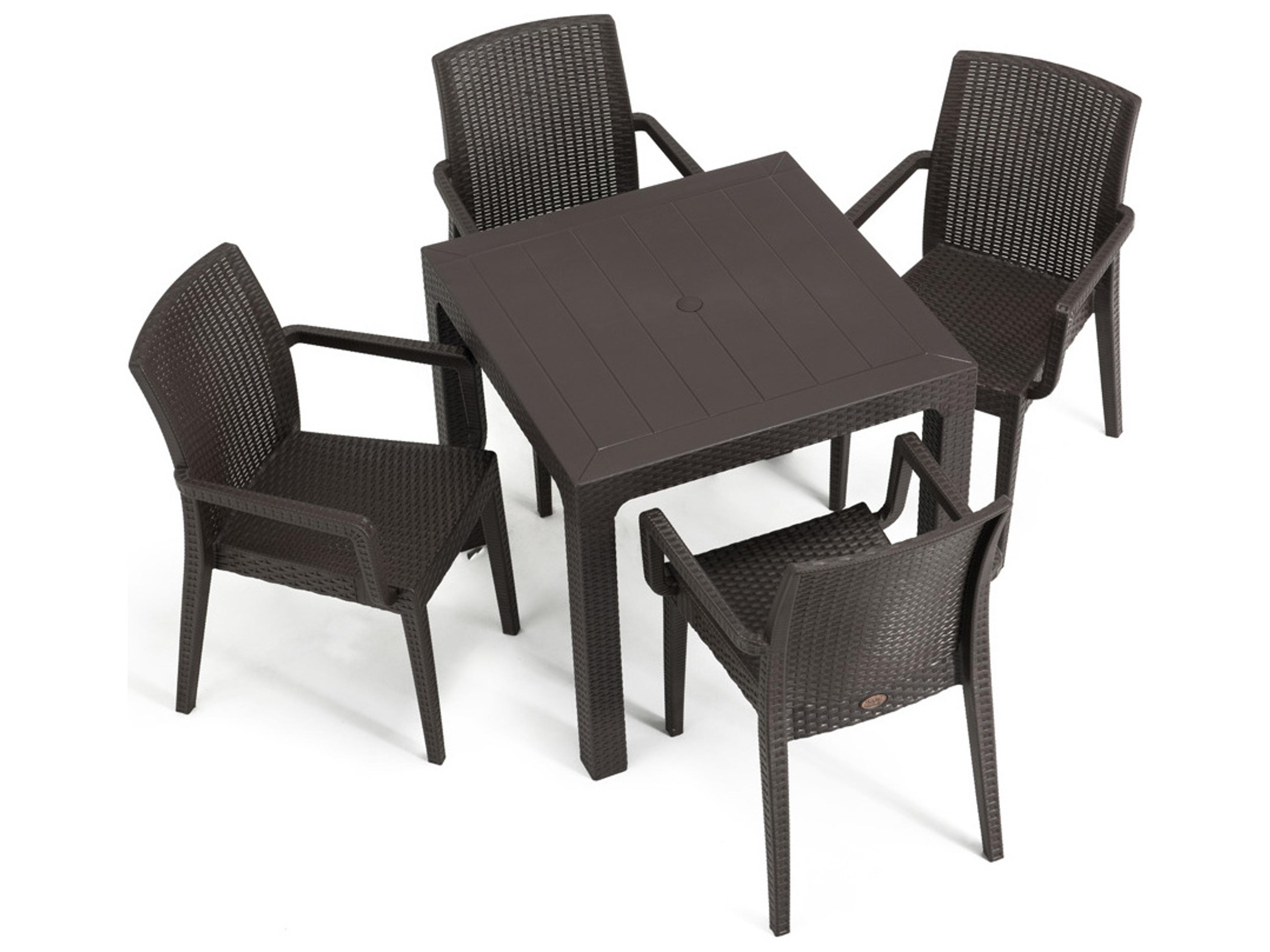 Rainbow Outdoor Siena Resin Wicker Brown 5 Piece Dining Set