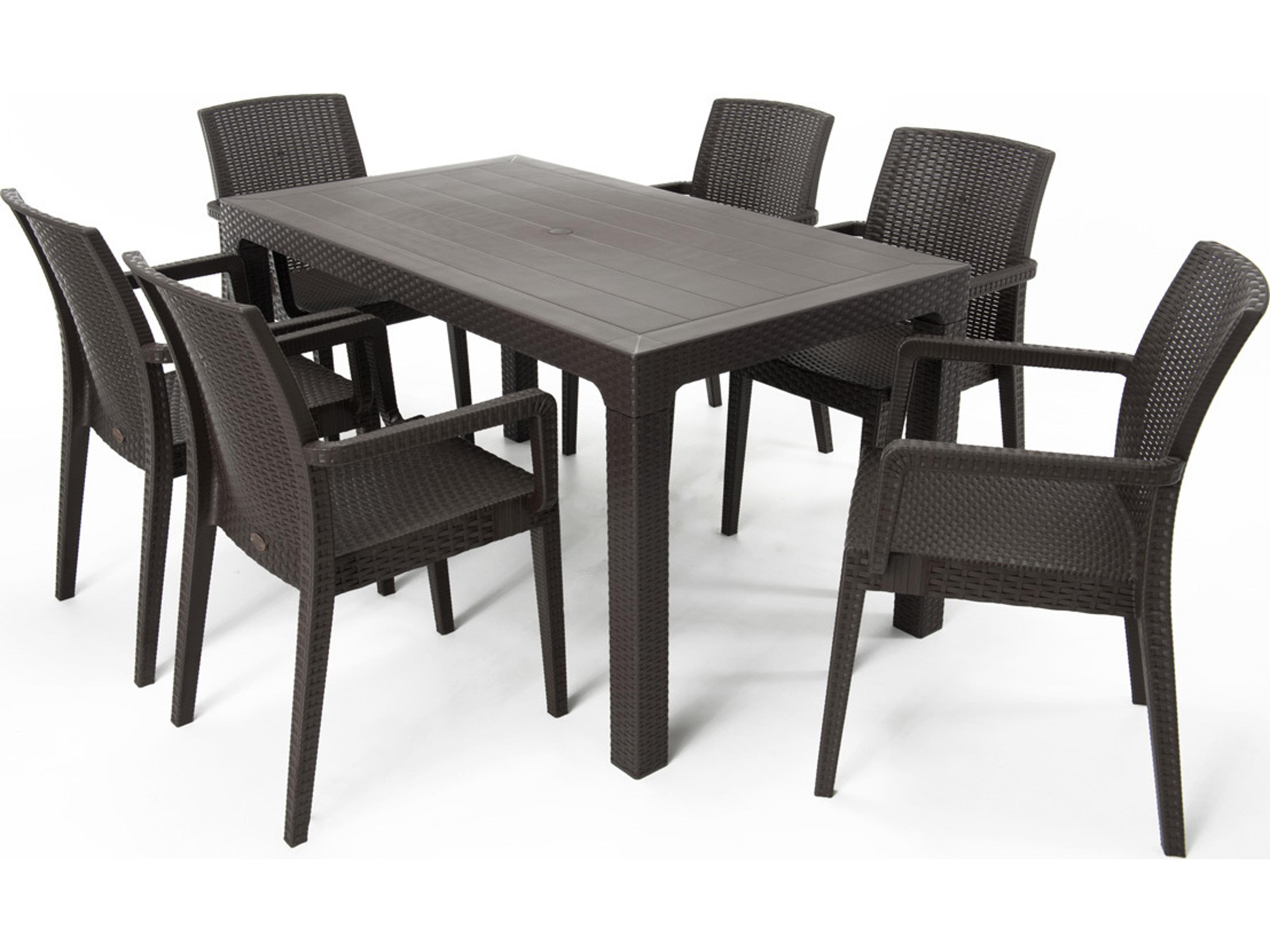 Siena Resin Wicker Brown 7 Piece Dining Set