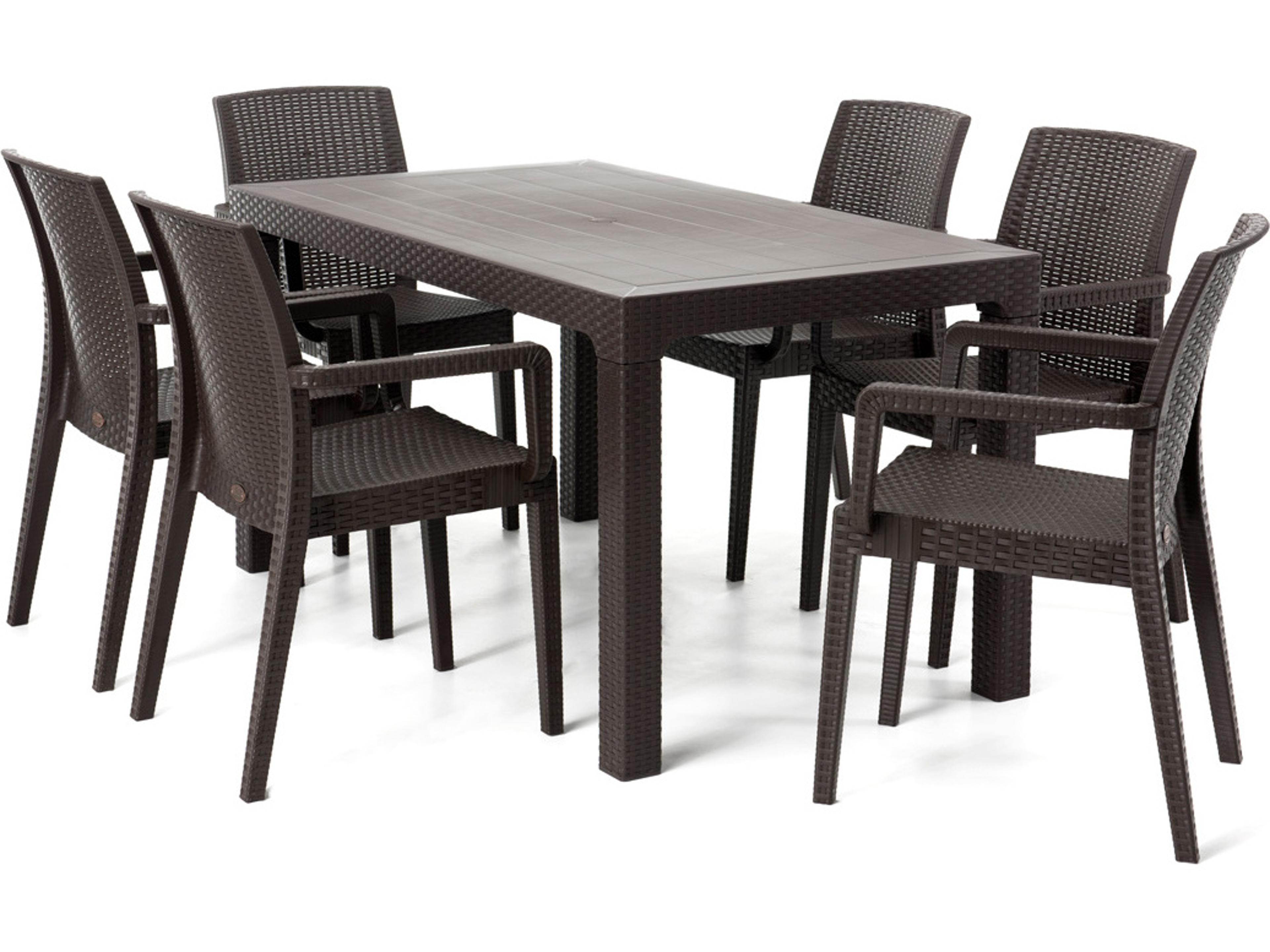 Rainbow Outdoor Siena Resin Wicker Brown 7 Piece Dining Set