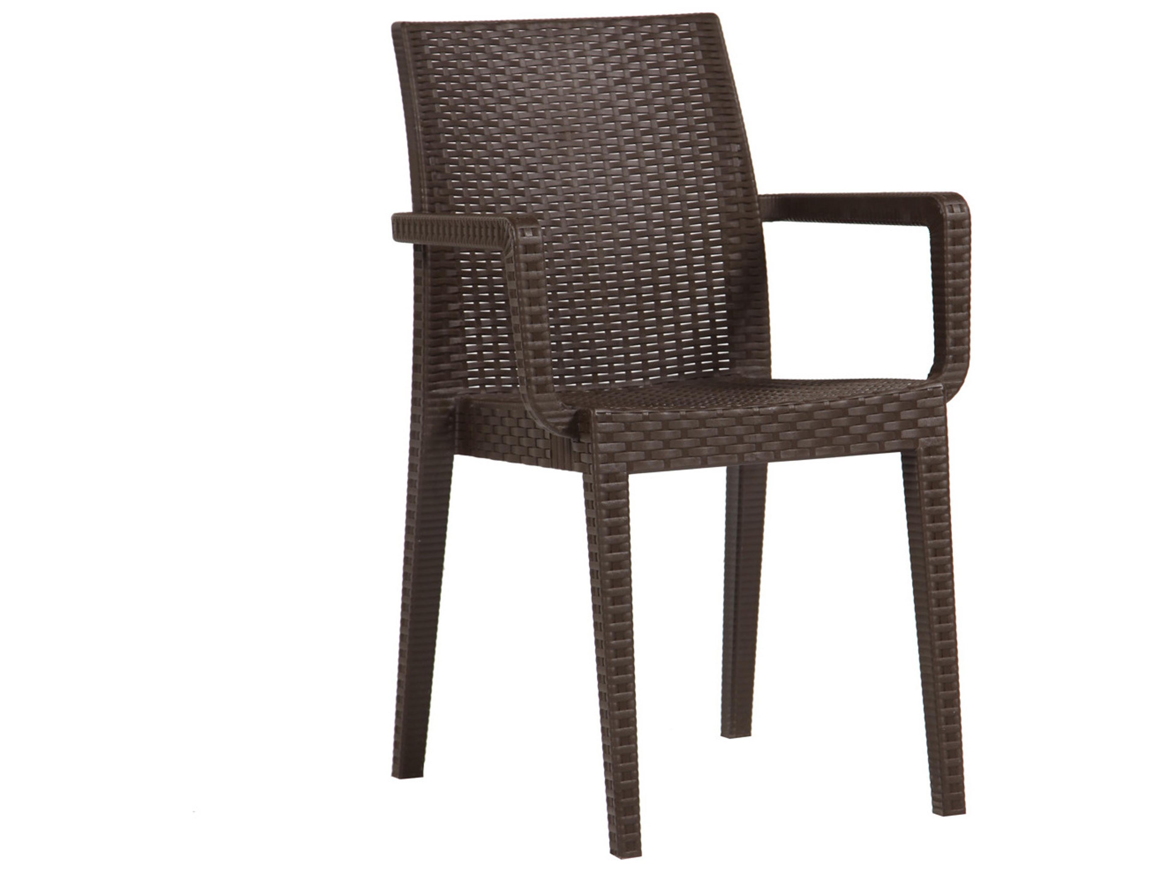 Rainbow Outdoor Siena Resin Wicker Brown Stackable Dining Arm Chair Set of 2