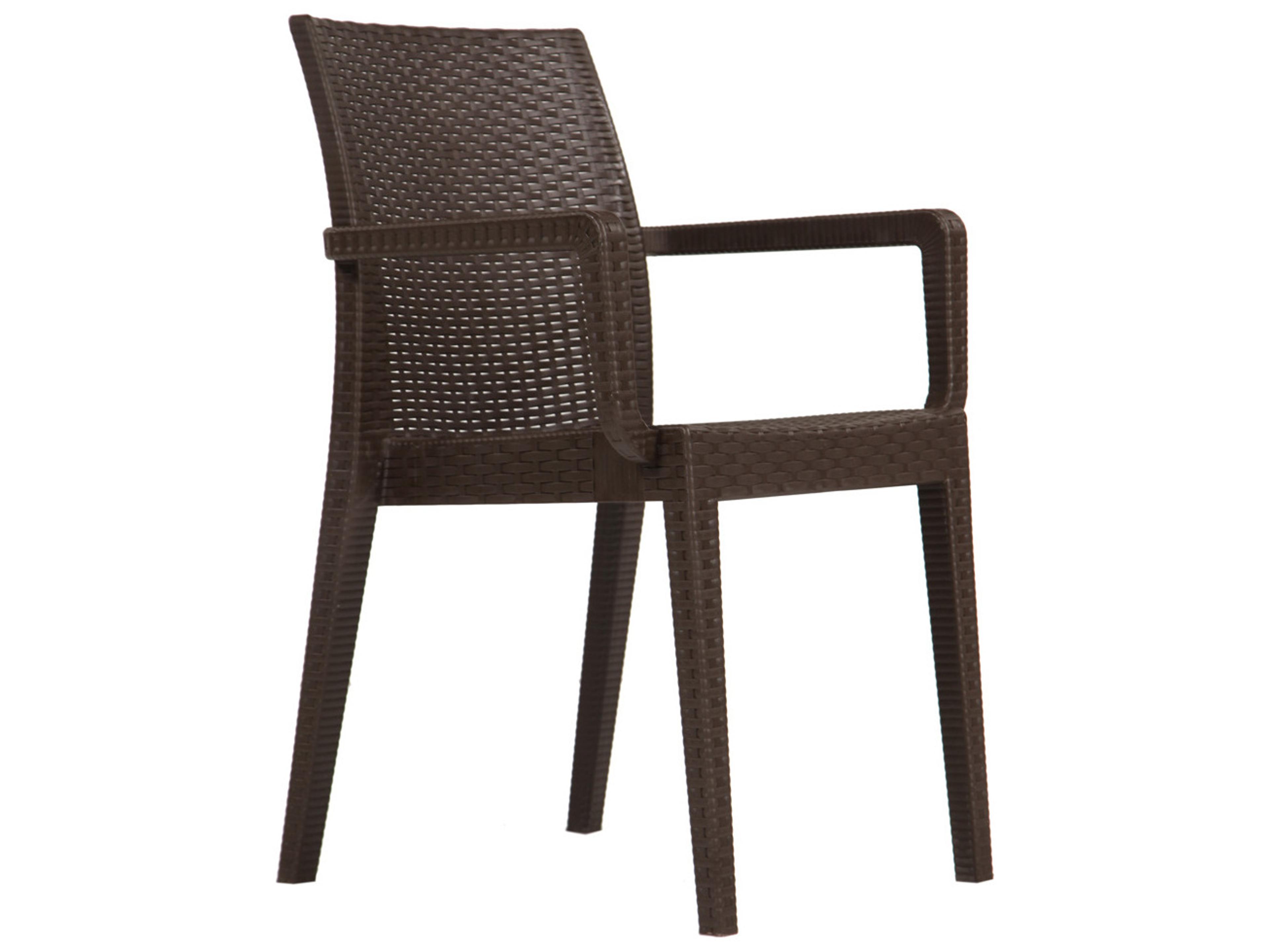 Rainbow Outdoor Siena Resin Wicker Brown Stackable Dining Arm Chair Set of 2