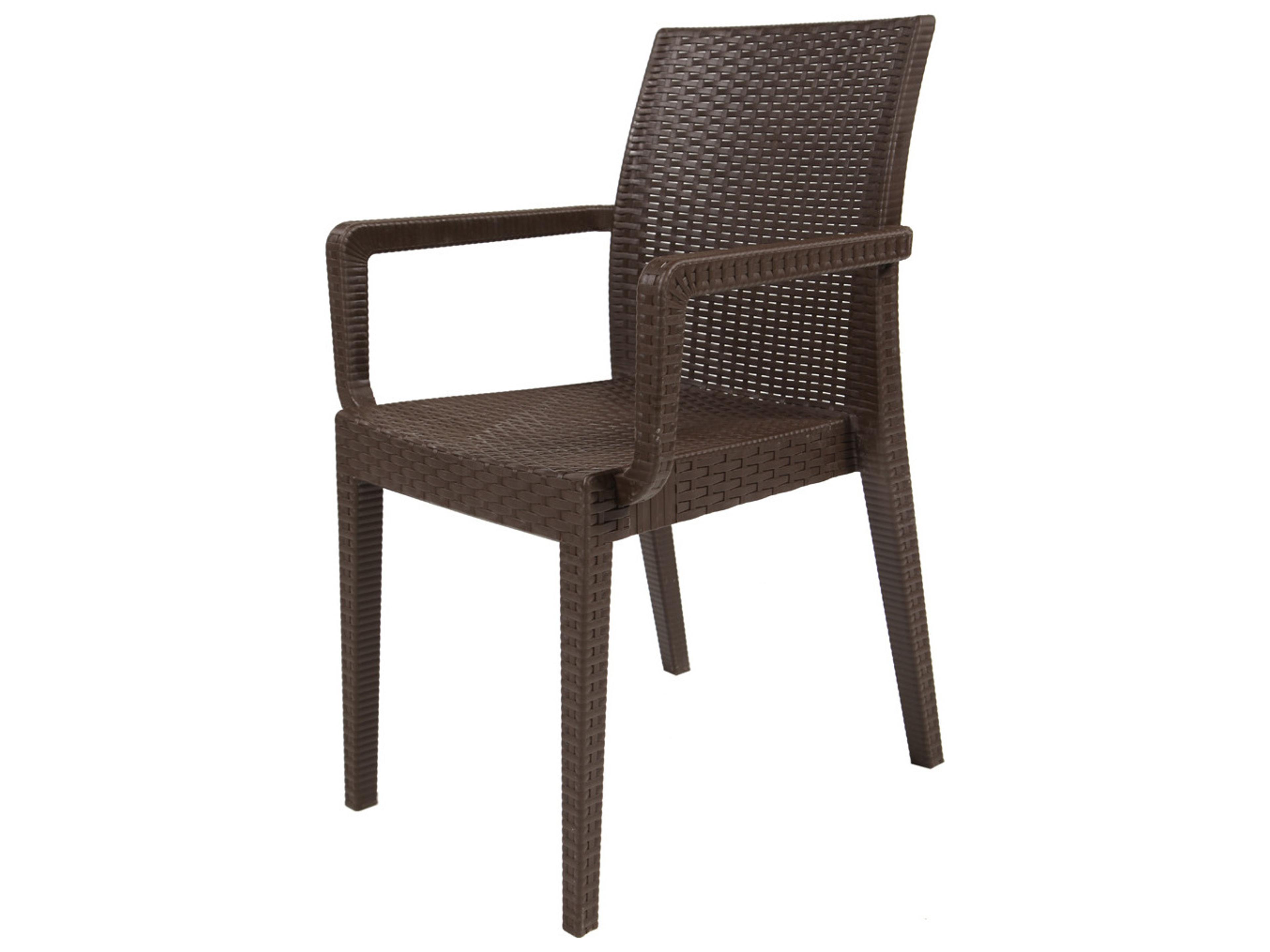 Rainbow Outdoor Siena Resin Wicker Brown Stackable Dining Arm Chair Set of 2