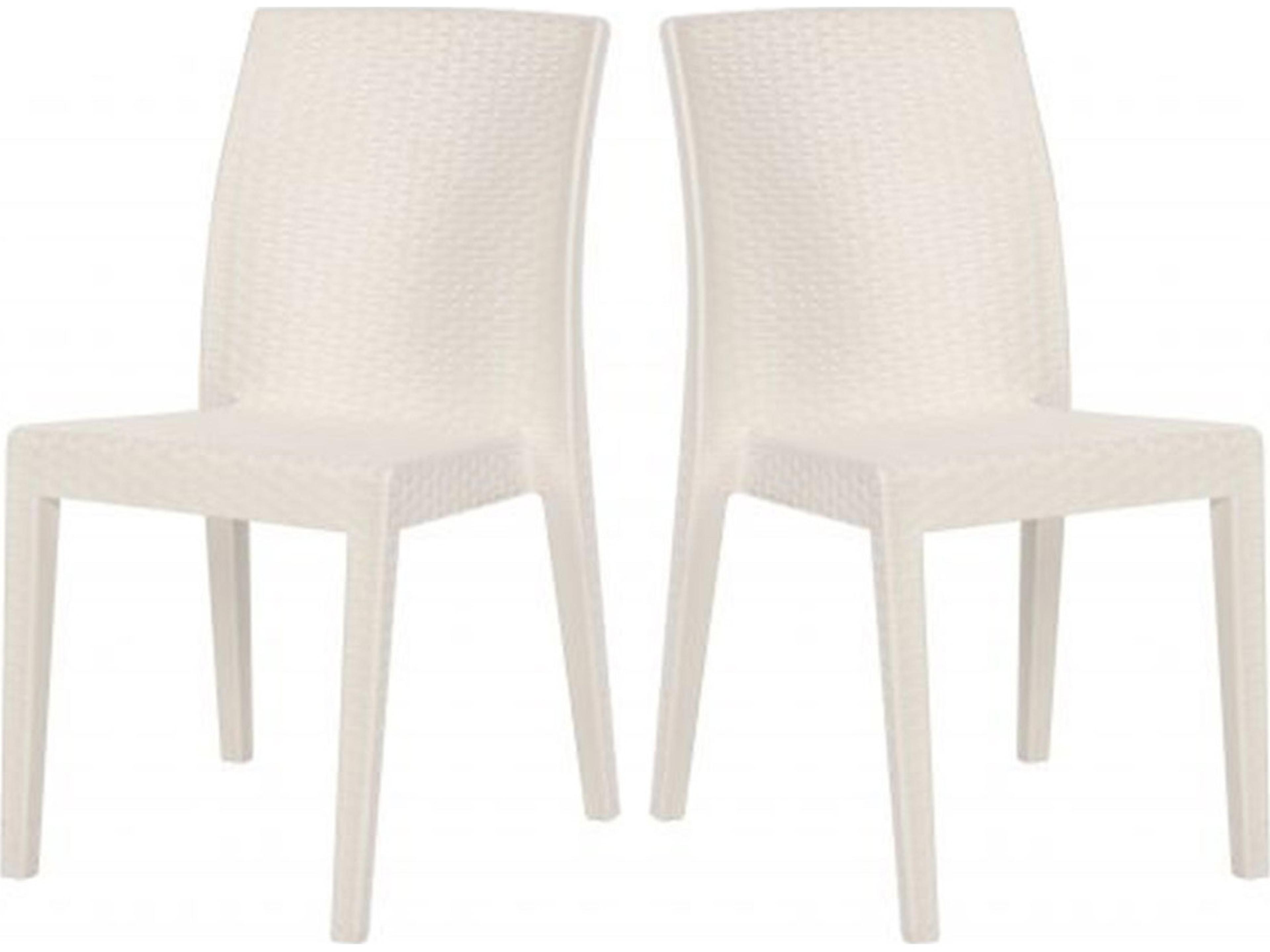 Siena Resin Wicker White Stackable Dining Side Chair Set of 2