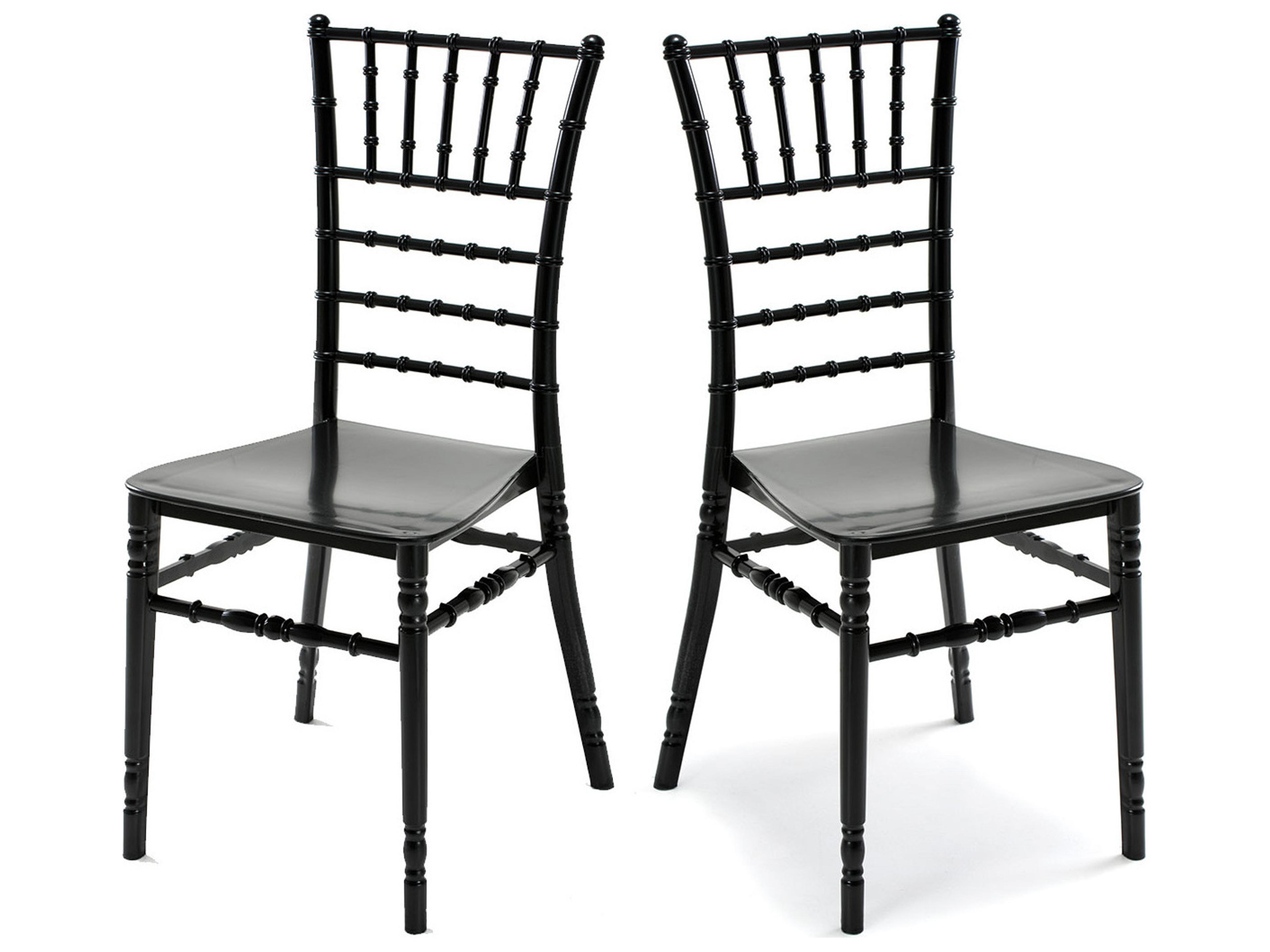 Tiffany Resin Black Stackable Dining Side Chair with Cushion Set of 2
