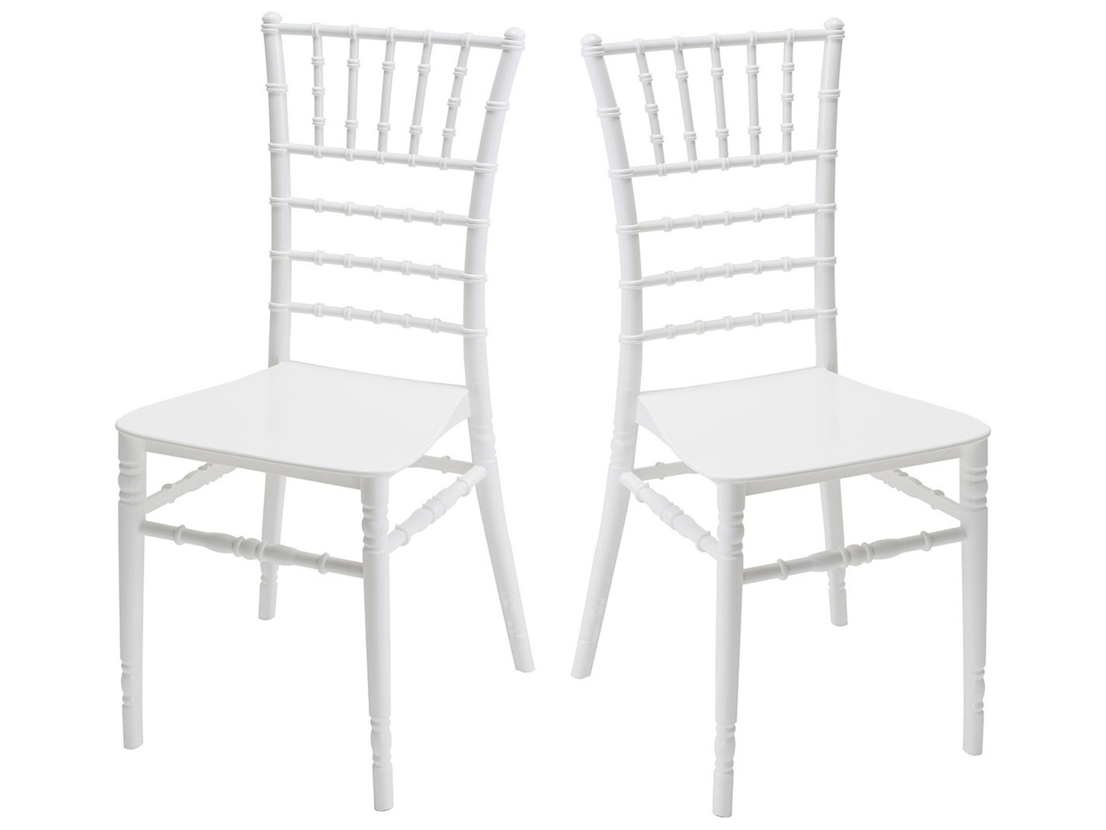 Tiffany Resin White Stackable Dining Side Chair with Cushion Set of 2