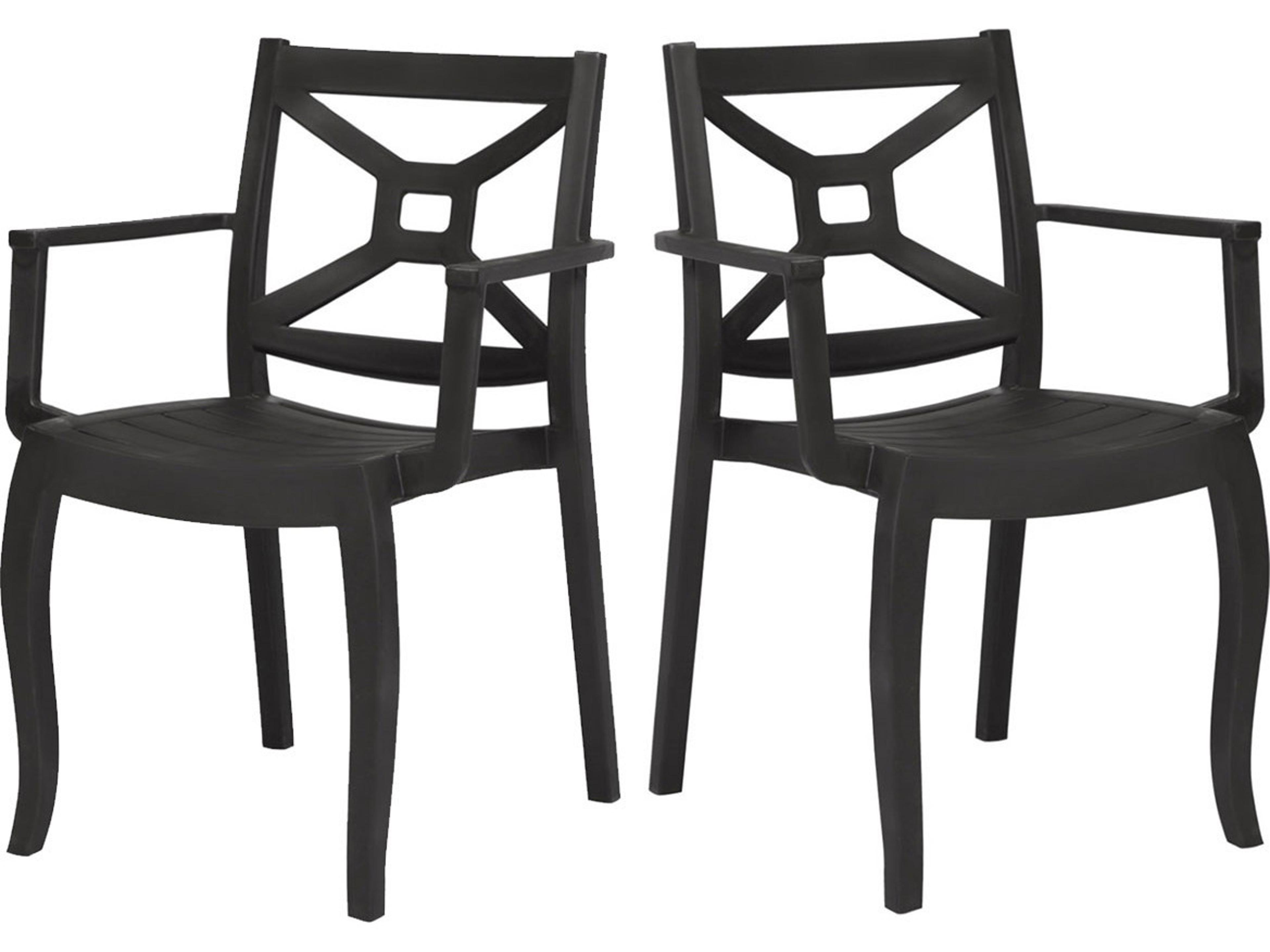 Zeus Resin Anthracite Stackable Dining Arm Chair Set of 2