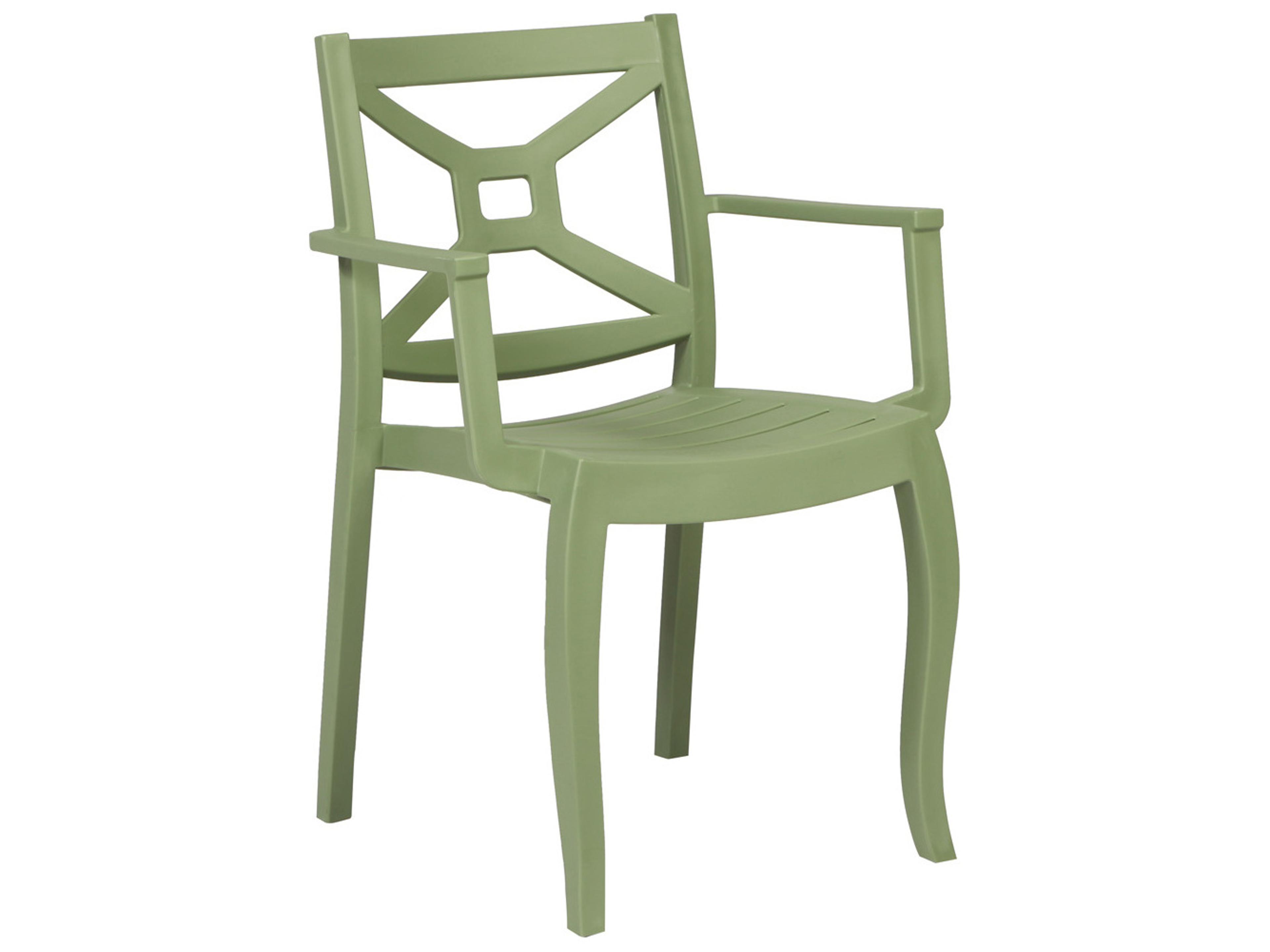 Rainbow Outdoor Zeus Resin Green Stackable Dining Arm Chair Set of 2