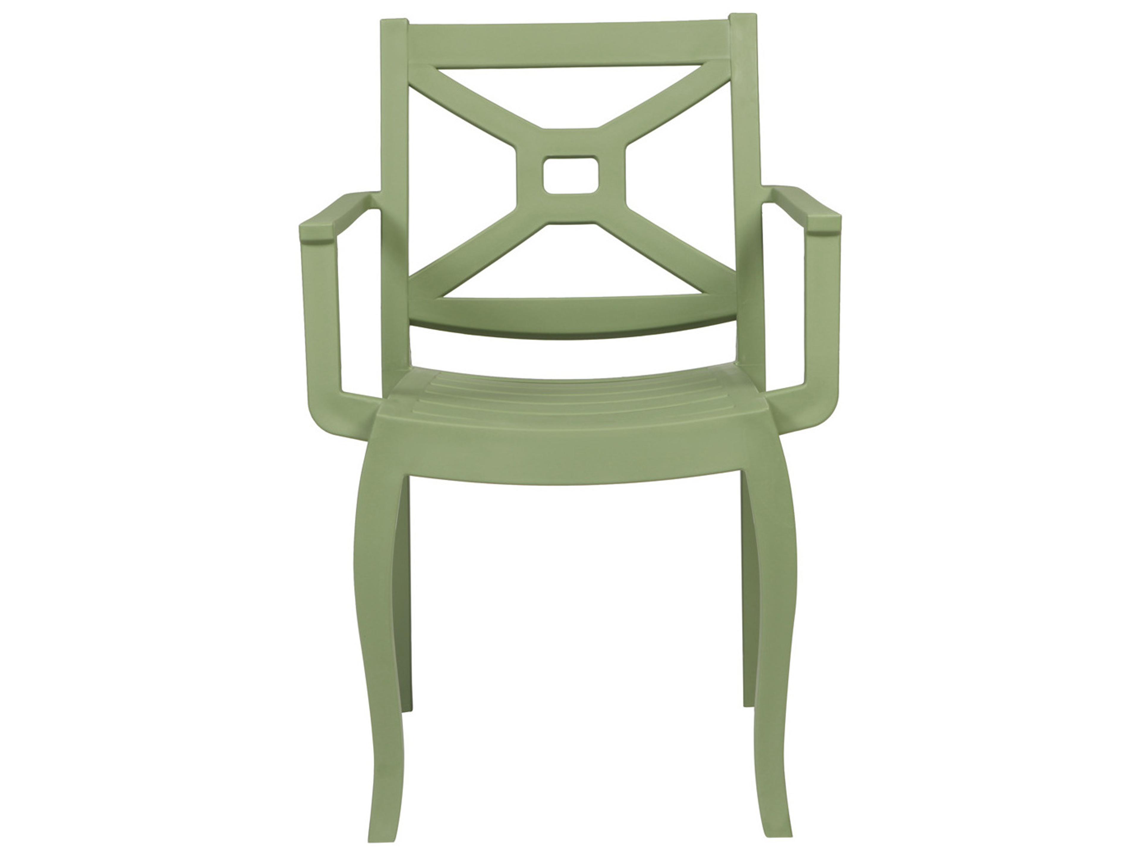 Rainbow Outdoor Zeus Resin Green Stackable Dining Arm Chair Set of 2
