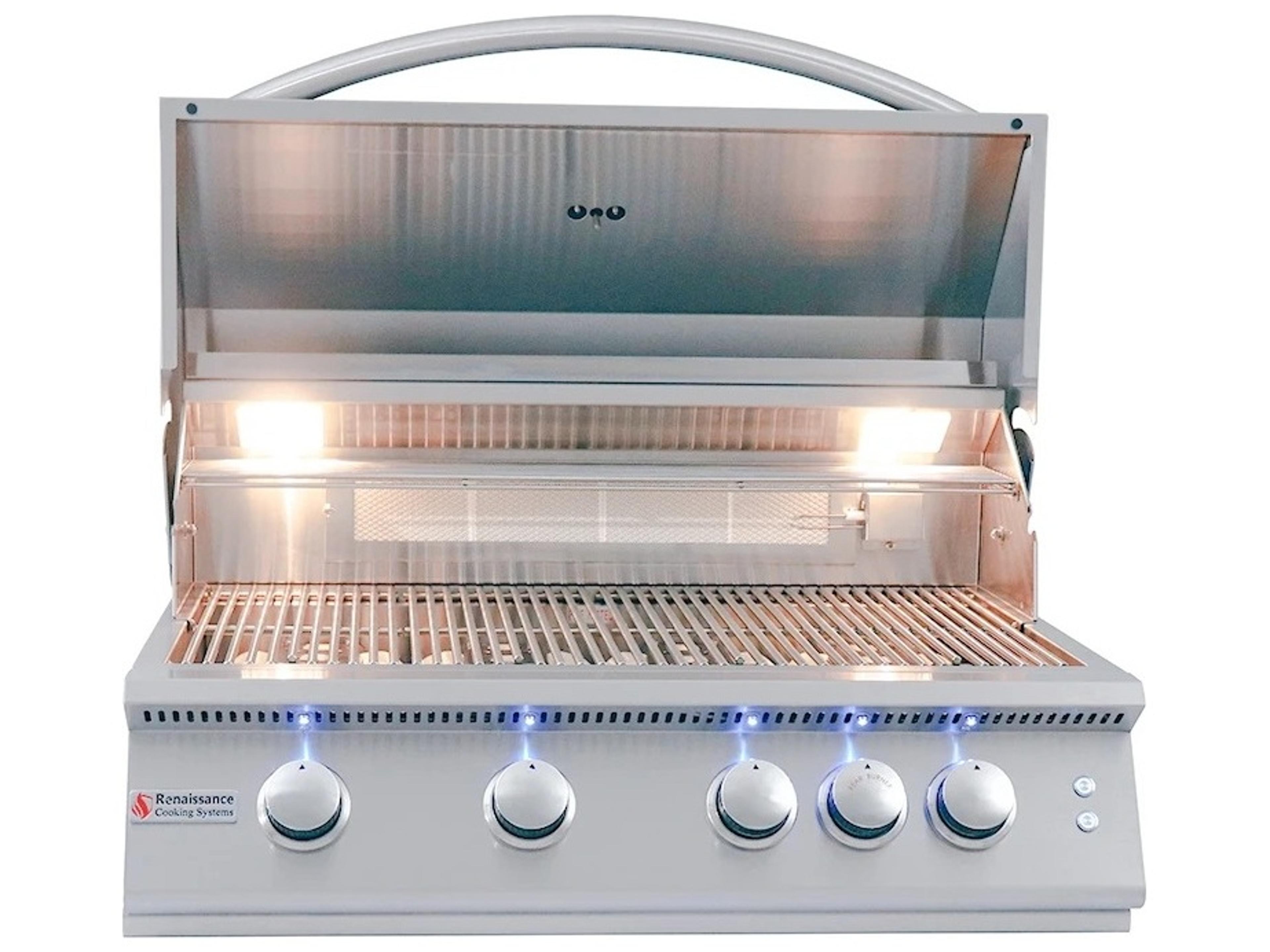 RCS Premier Series 32 Inch 4-Burner Built-In Propane Gas Grill With Rear Infrared Burner & Grill Lights